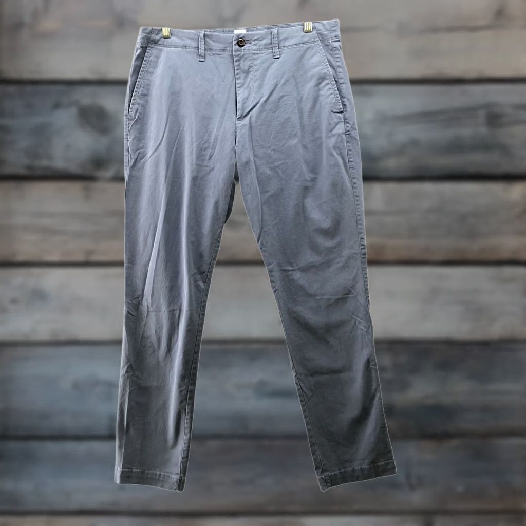 Gap Gap Lived In Slim Chino Pants Mens 34x32 Blue Pearl Stretch Flat Front Size 34 Regular 32 Inseam Cotton Blend Size US 34 / EU 50 - 1 Thumbnail