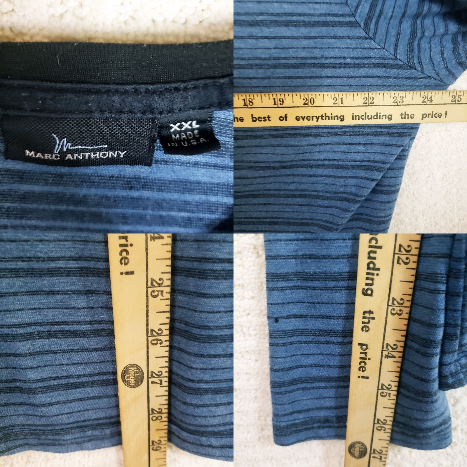 Marcs Men's Marc Anthony Blue Striped Long Sleeve Crew Neck Shirt XXL Size US XXL / EU 58 / 5 - 8 Thumbnail
