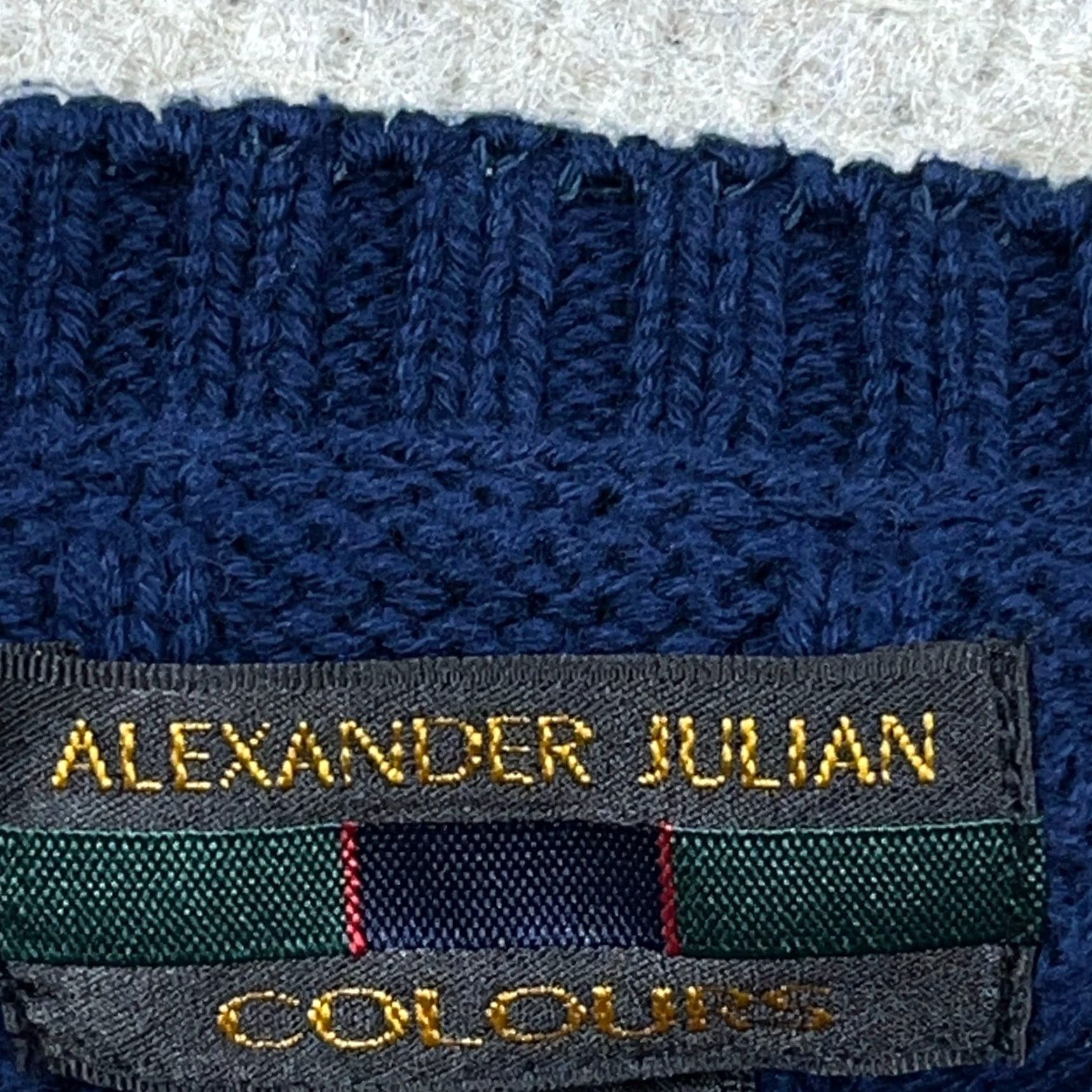 Alexander Julian VINTAGE Alexander Julian Grandpa Sweater Men L Navy Blue Cable Knit Crewneck Rib Pullover 90s Classic Seasonal All Seasons Casual Workwear Mens Size US L / EU 52-54 / 3 - 4 Thumbnail