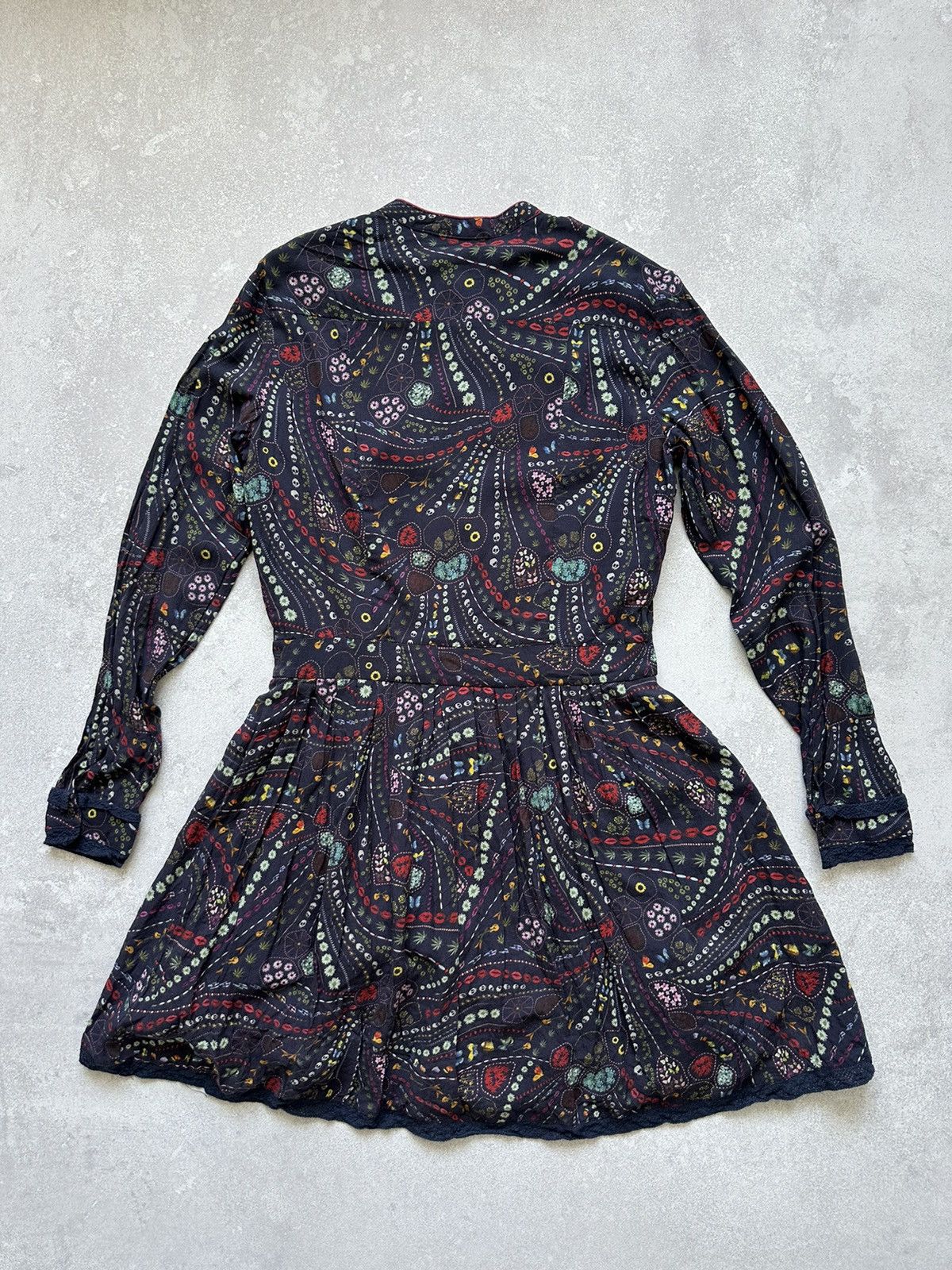 Zadig & Voltaire Zadig & Voltaire Floral Skull Print Long Sleeve Skater Dress Size M / US 6-8 / IT 42-44 - 19 Thumbnail