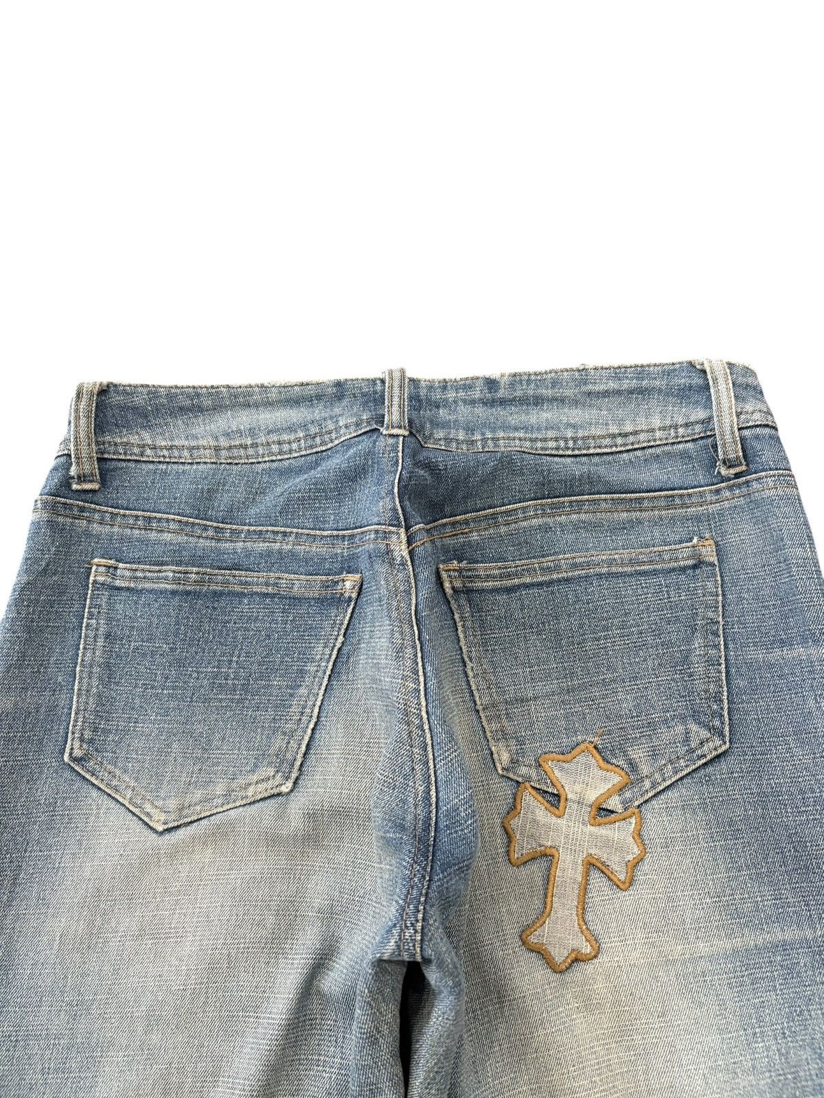 Japanese Brand Vintage Japanese Brand Cross Patches Baker Style Flare Jeans Size 29" - 8 Thumbnail