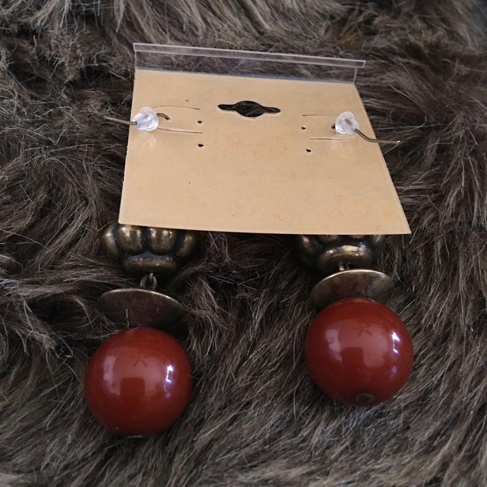 Jewelry Boho brass tone brown glass bead drop earrings Size ONE SIZE - 4 Thumbnail