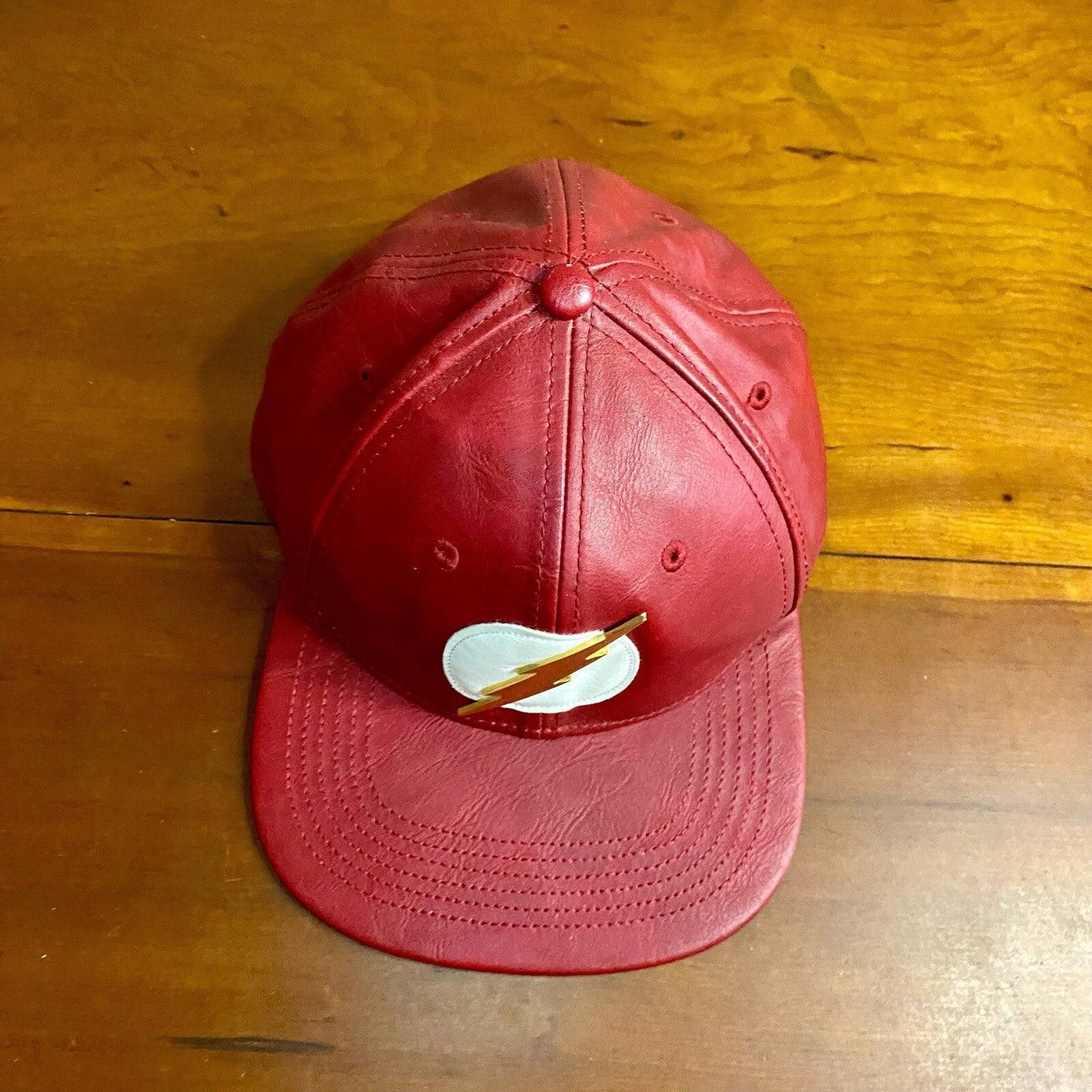 DC DC Comics The Flash Superhero Red Leather Hat Mens One Size Size ONE SIZE - 11 Thumbnail