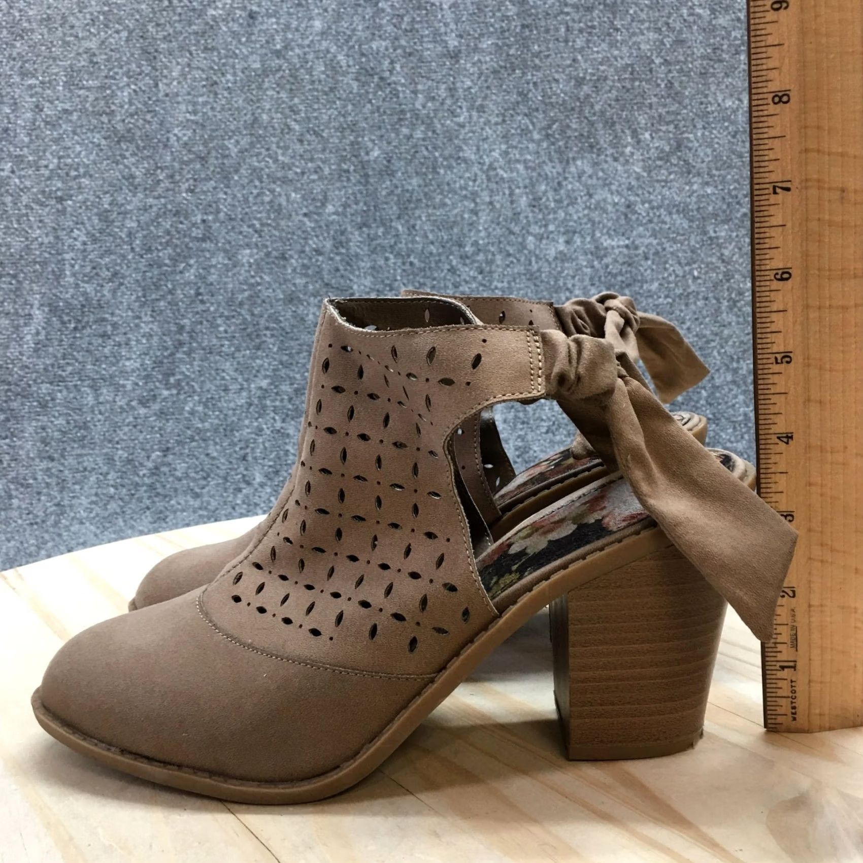 Vintage Maurices Candace Bootie Womens 9.5 Brown Faux Leather Slingback Heel Boot Size US 10 / IT 40 - 6 Thumbnail