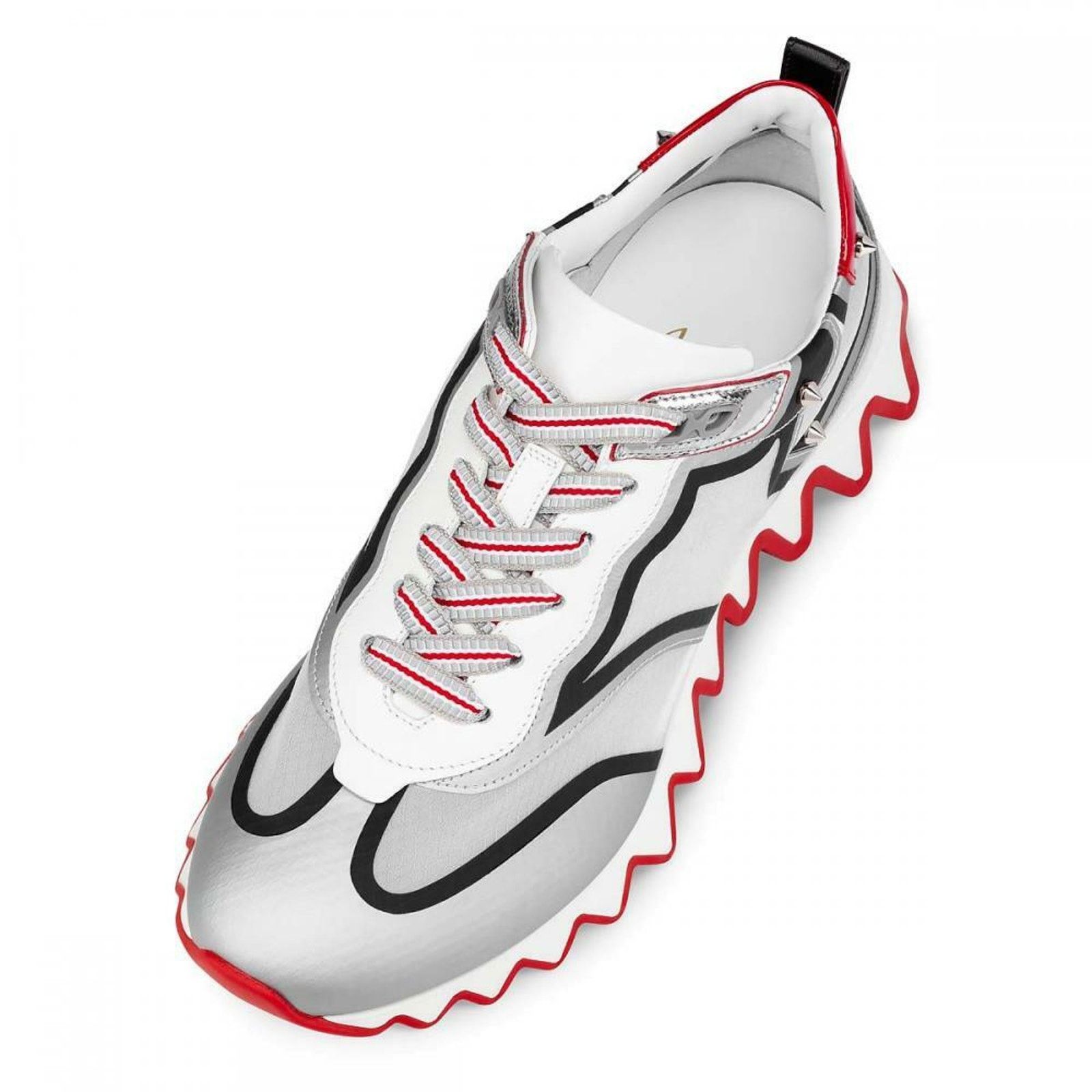 Christian Louboutin Sharkina Flat Silver Black Red Platform Low Top Sneaker 36.5 Size US 6.5 / IT 36.5 - 6 Thumbnail