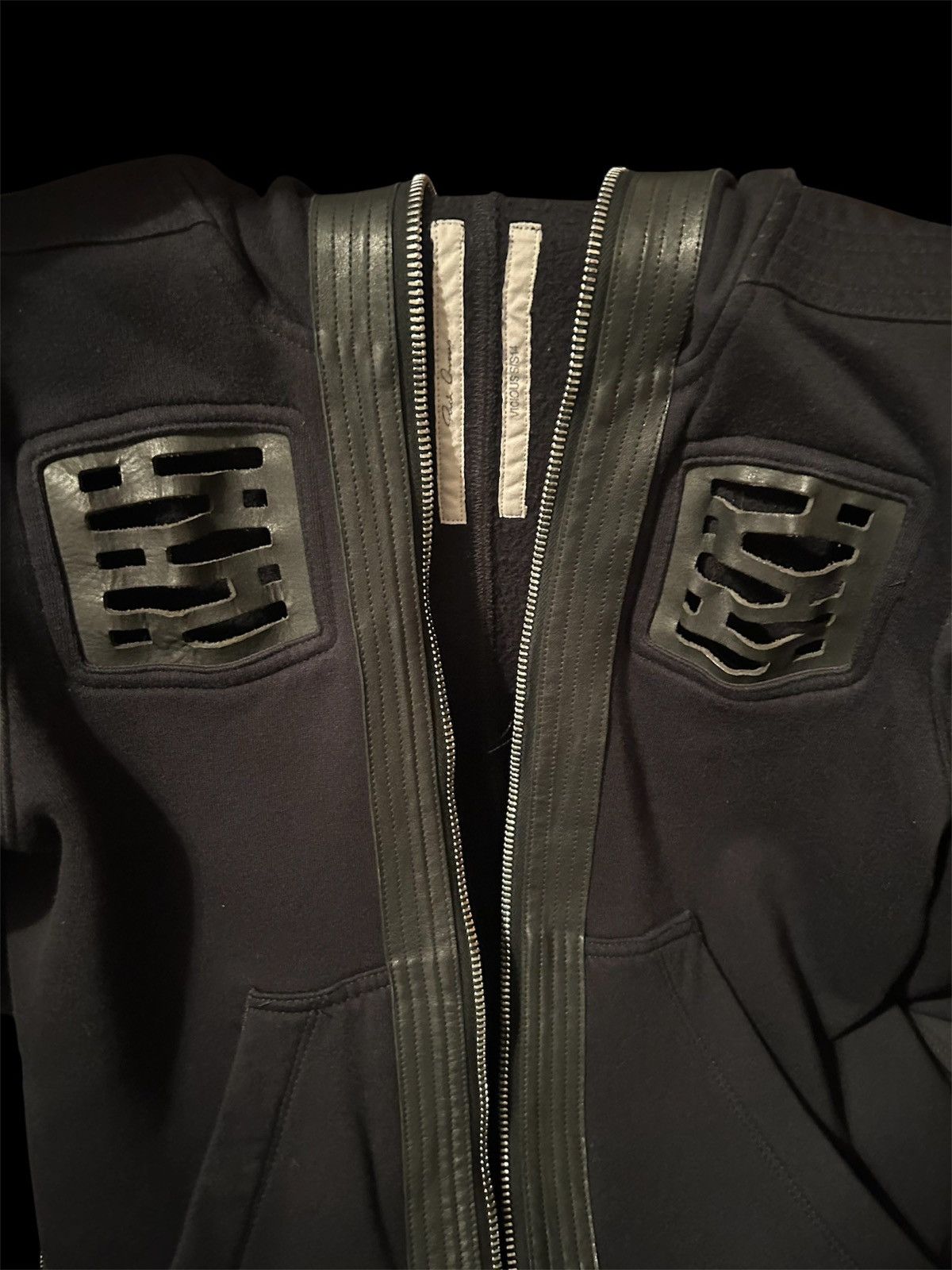Rick Owens Drkshdw Rick Owens SS14 Vicious Leather Trim Gimp Hoodie Size US S / EU 44-46 / 1 - 6 Thumbnail
