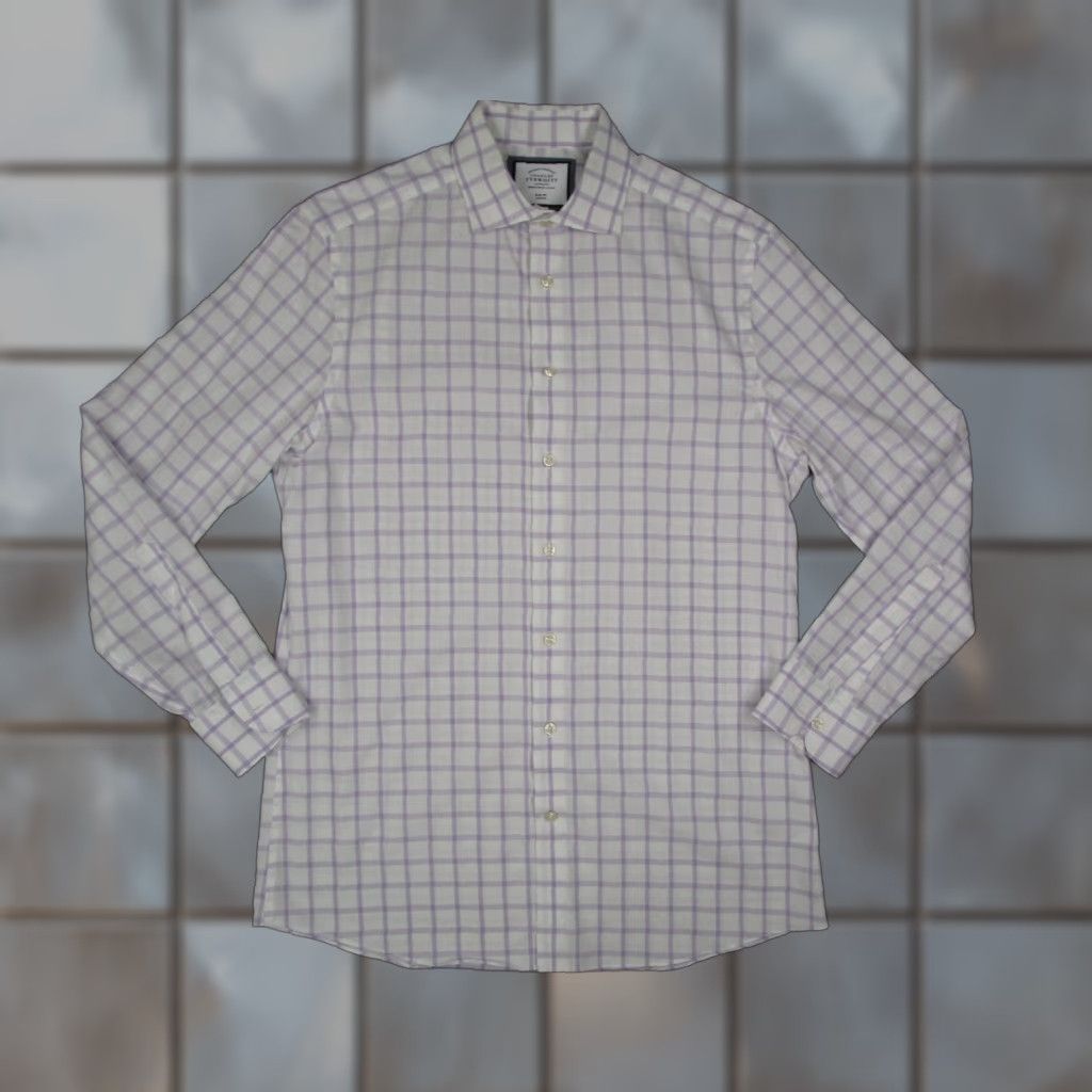 Charles Tyrwhitt Charles Tyrwhitt Dress Shirt Mens 16 35 Purple Slim Fit Non-Iron Button Up Size 34R - 1 Thumbnail