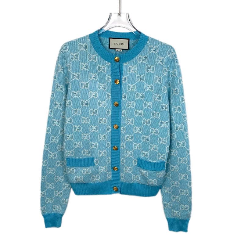 Gucci Gucci Blue logo jacquard full-printed wool long-sleeved kni Size US XS / EU 42 / 0 - 1 Thumbnail