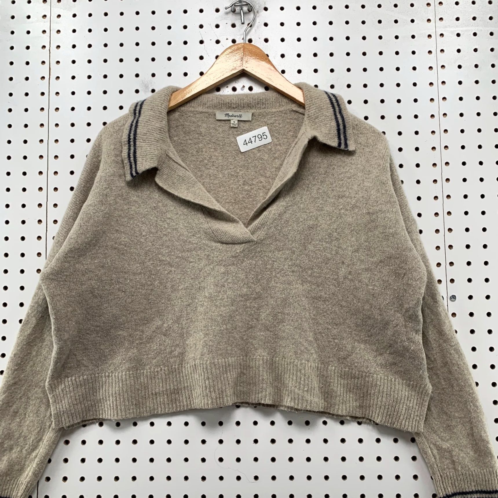 Madewell Madewell Merino Wool Sweater Womens Medium Brown Collared Oversize Crop Sweater Pullover Knit Wool Classic Everyday Casual Mens? Size M / US 6-8 / IT 42-44 - 2 Thumbnail