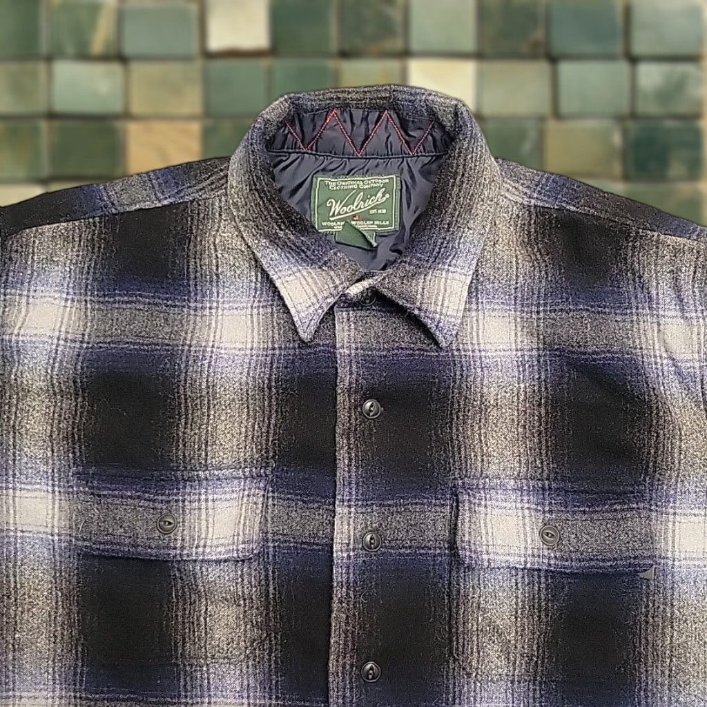 Vintage VINTAGE Woolrich Shirt Mens L Blue Black Shadow Plaid 100% Wool Board Flap Pocket Button-Up Collared Long Sleeve Casual Mens Size US L / EU 52-54 / 3 - 1 Thumbnail