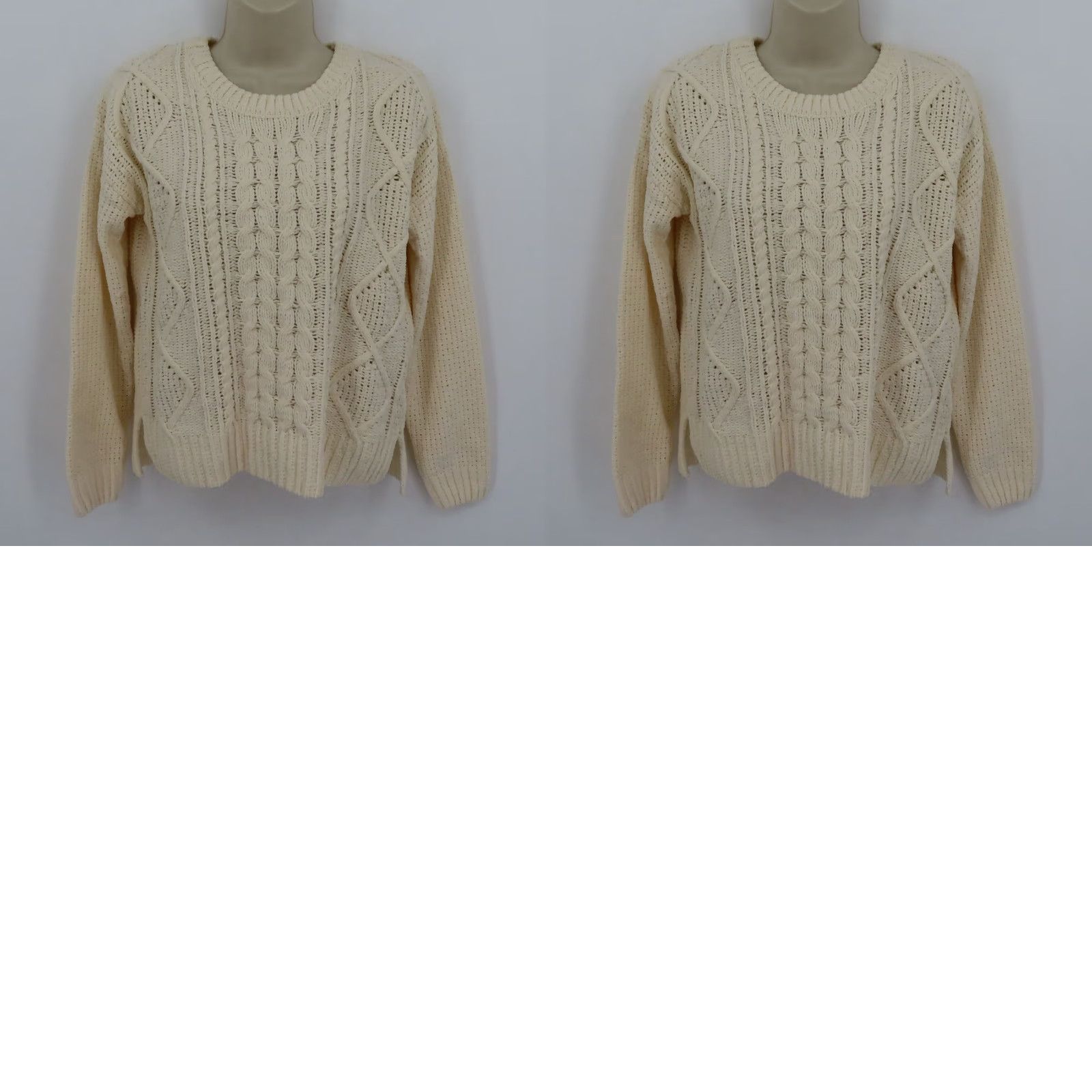 Vintage SO Juniors Small Solid Cream Cable Knit Chenille Pullover Sweater Crew Neck NEW - Women - Sweater - Regular Fit Size S / US 4 / IT 40 - 8 Thumbnail