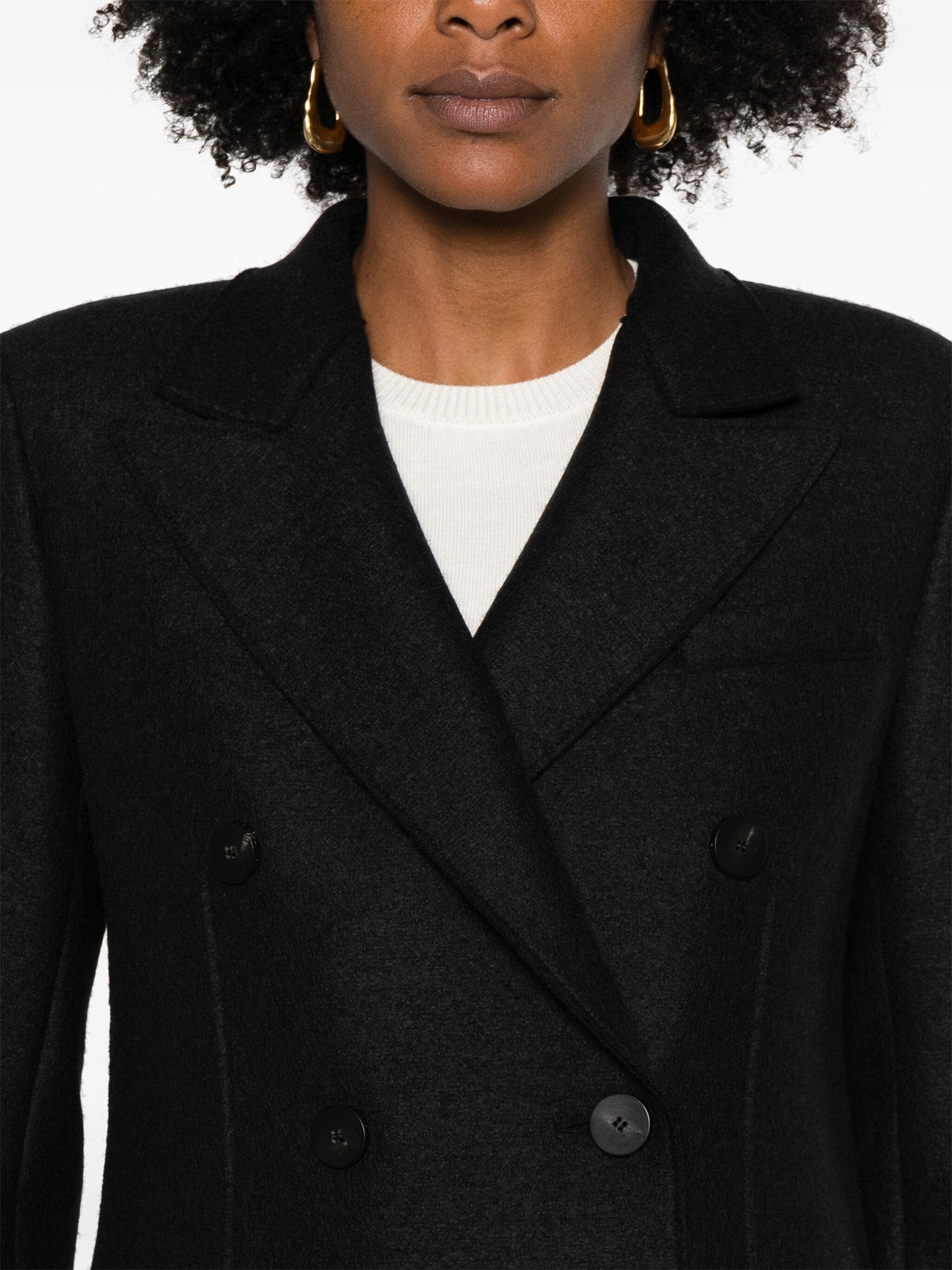 Harris Wharf London o1s22i1n1024 Double-Breasted Pressed Wool Coat in Black Size S / US 4 / IT 40 - 5 Thumbnail