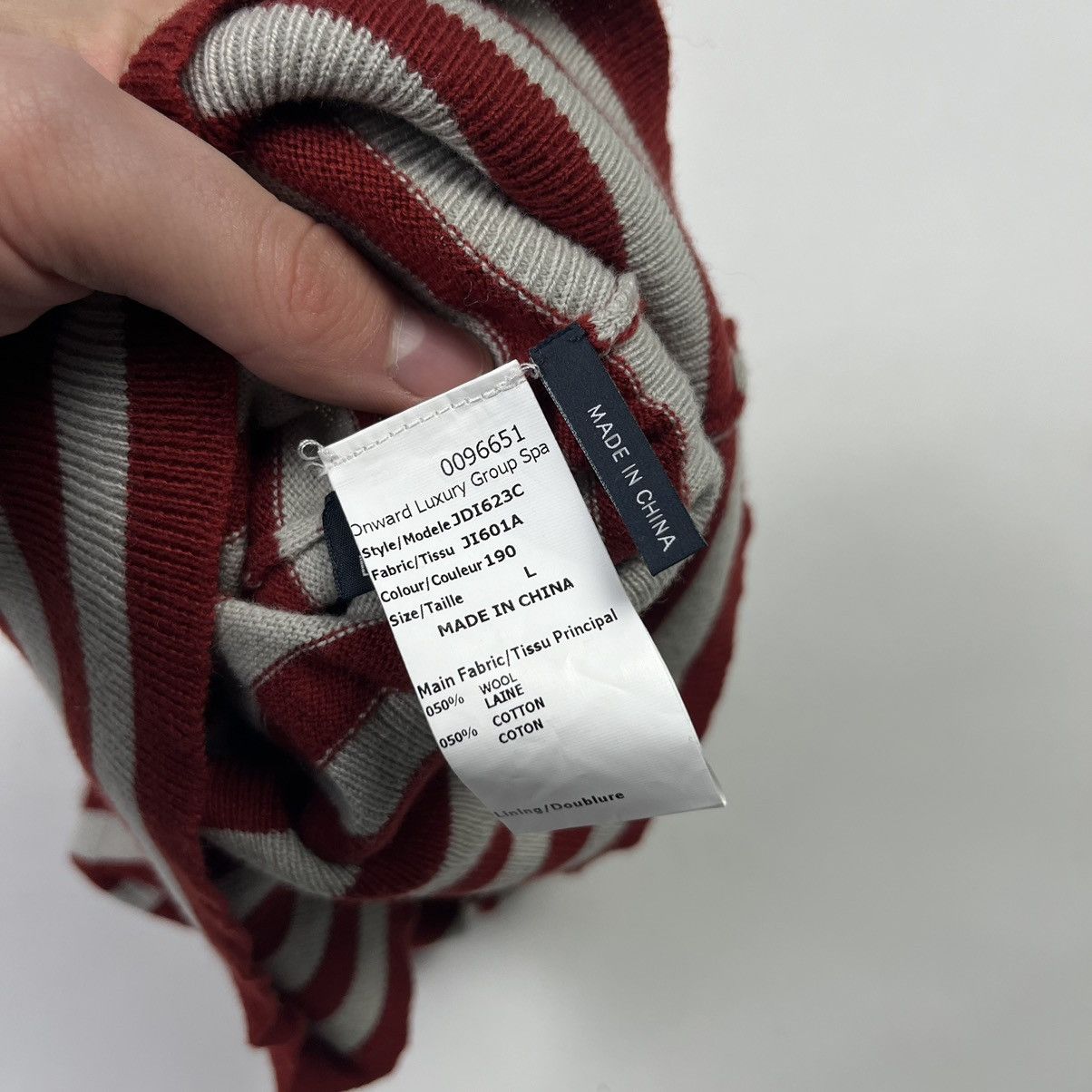 Jil Sander × Vintage JIL SANDER Navy Striped Scoop Neck Luxury Vintage White Red Size L / US 10 / IT 46 - 6 Thumbnail