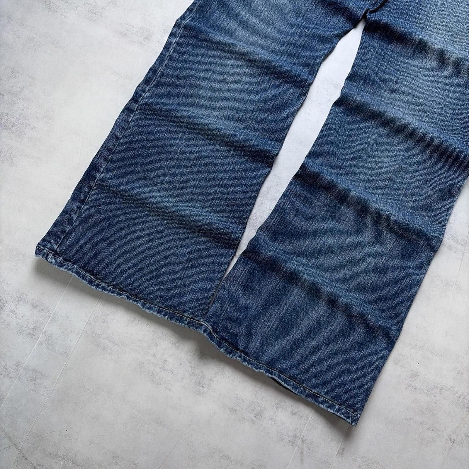 Point Zero Y2K Blue Point Zero Grunge Flared Wide Leg Denim Jeans Size 31" - 4 Thumbnail