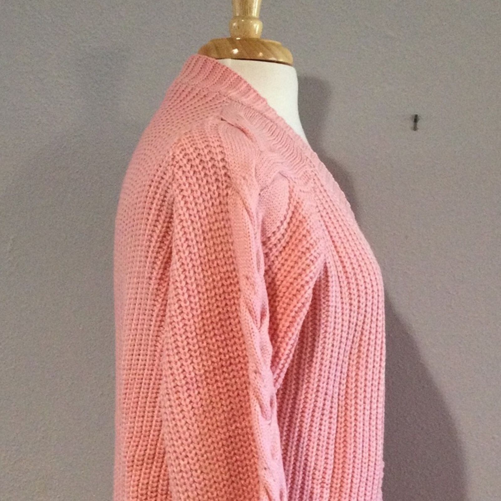 Other Unbranded Pink Acrylic Knit Oversized Cardigan Sweater Small Size S / US 4 / IT 40 - 5 Thumbnail