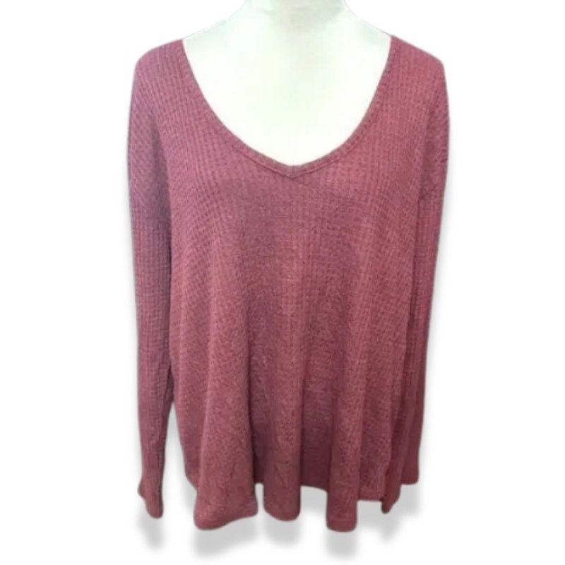 Other Abound Oversized Sweater V Neck Waffle Knit Red W XL NWOT Size XL / US 12-14 / IT 48-50 - 1 Thumbnail