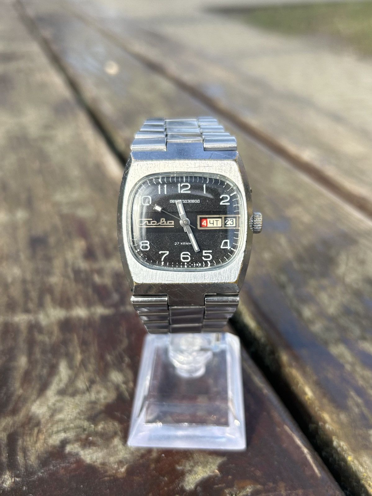 Vintage Slava Automatic Watch Mechanical Authentic 1980S in Black, Men's