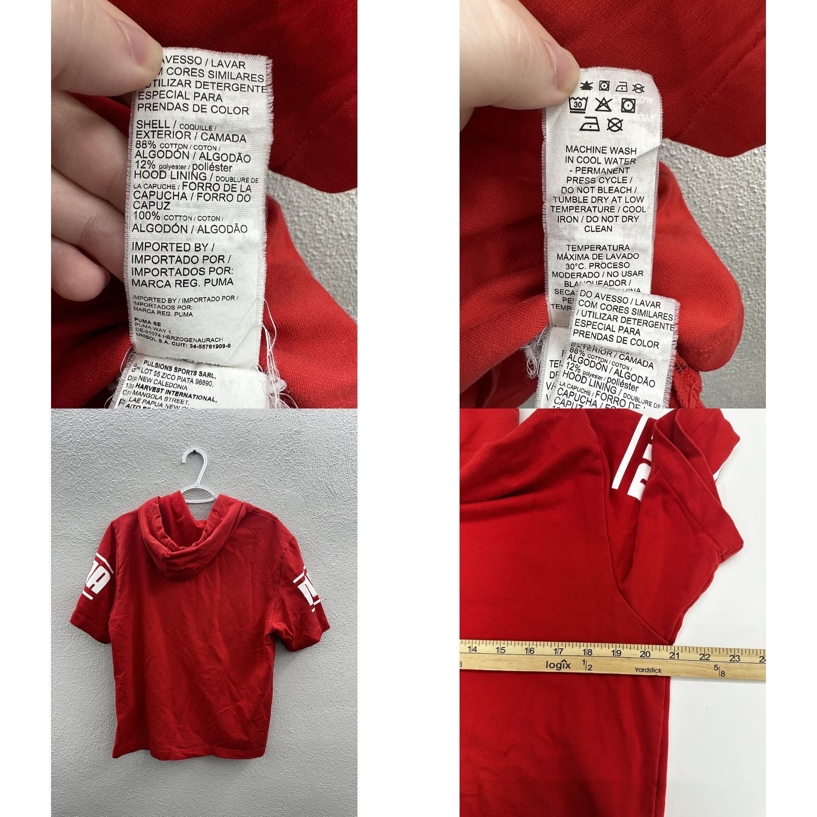 Puma Puma Mens Hoodie Short Sleeve Logo Red Size S Pullover Hooded Sweatshirt Casual Shirt with Logo (Cotton) Men Regular Fit Union Size US S / EU 44-46 / 1 - 8 Thumbnail