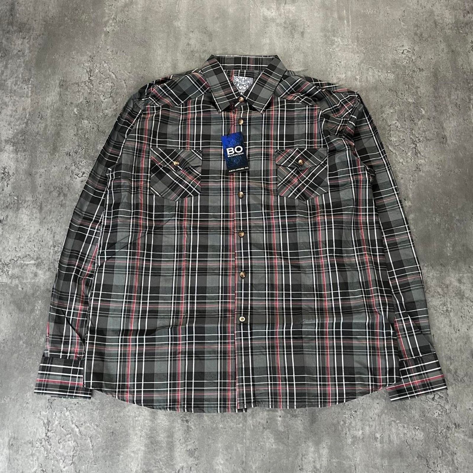Japanese Brand × Vintage Crazy Vintage Y2K Baggy Black Flannel Casual / Dress Shirt Size US XXL / EU 58 / 5 - 1 Thumbnail