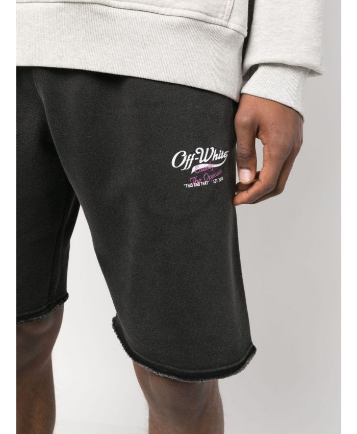 Off-White o1mle0225 Wave Off Sweatshort in Black Size US 34 / EU 50 - 3 Thumbnail