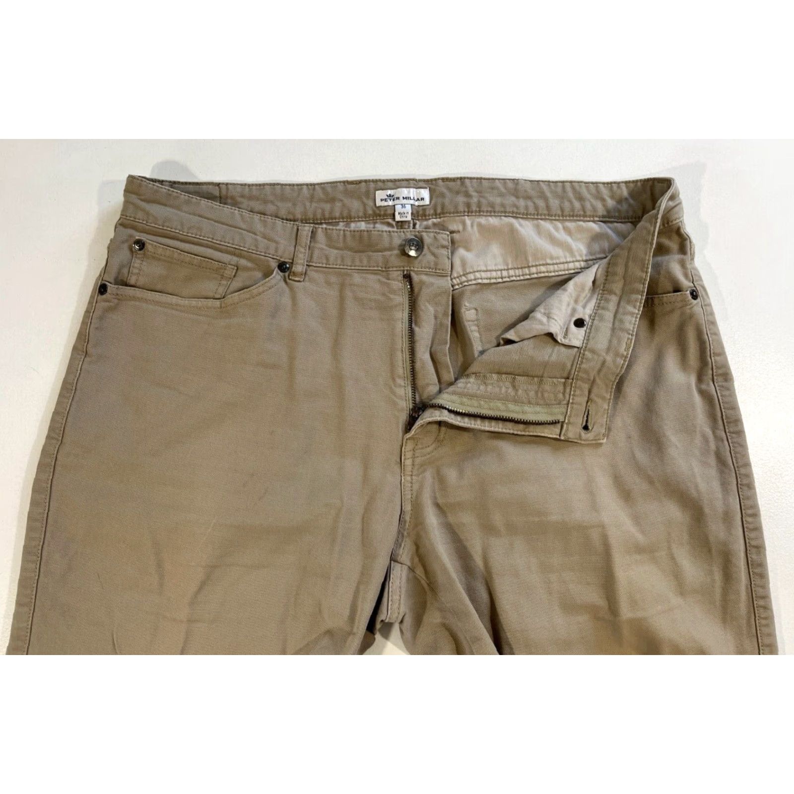Peter Millar Peter Millar Crown Vintage Canvas Five-Pocket Pants Mens Sz 36x30 Tan Flat Front Stretch Denim Chino Size US 36 / EU 52 - 7 Thumbnail