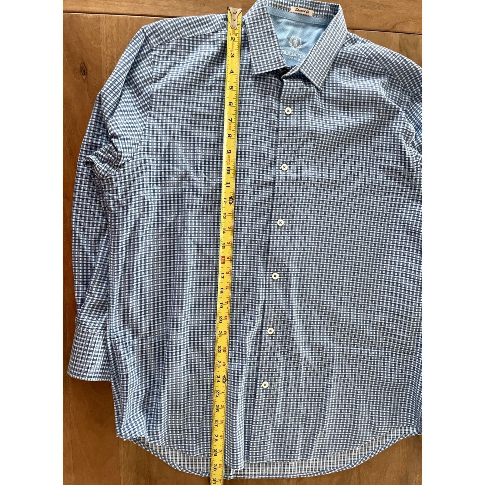 BUGATCHI Bugatchi Uomo Plaid Shirt Men XL Long Sleeve Button-Up Blue 90s Classic Colorful Office Career Dress Shirt Size US XL / EU 56 / 4 - 4 Thumbnail