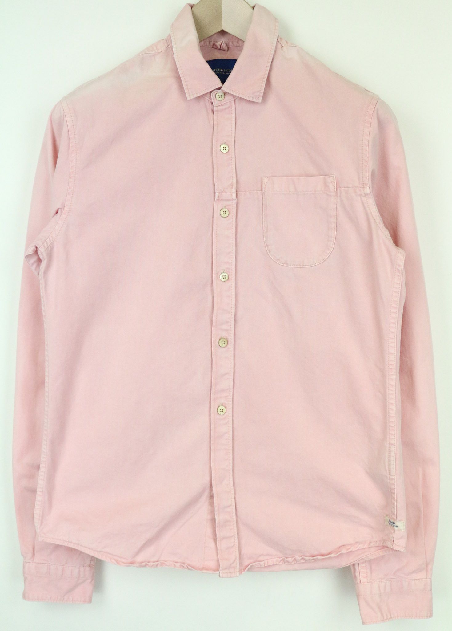 Scotch & Soda AMS BLAUW S Pink Cotton Washed Pocket Shirt 74248 Size US S / EU 44-46 / 1 - 1 Thumbnail
