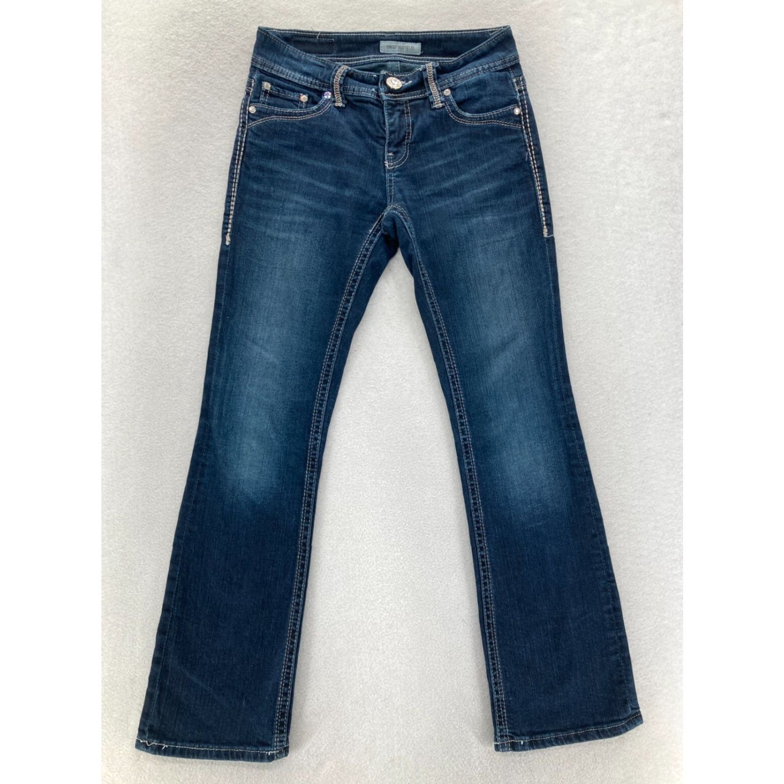 Vintage Daytrip Virgo Bootcut Jeans Women's 25 Dark Blue Stretch Denim Western READ FLAW Size 42" / US 20 - 2 Thumbnail