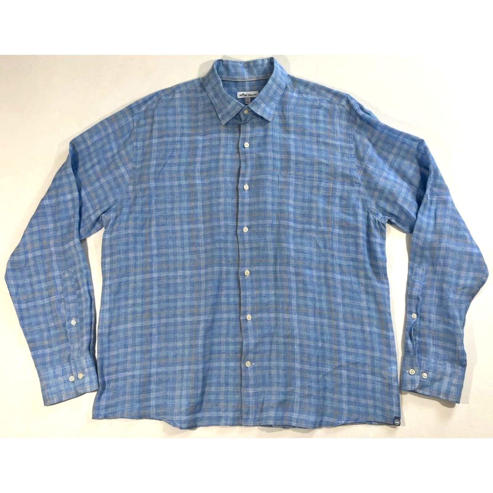 Peter Millar Peter Millar Seaside Duxbury Beach Linen Sport Shirt Plaid XL Blue Mens Shirt Size US XL / EU 56 / 4 - 3 Thumbnail