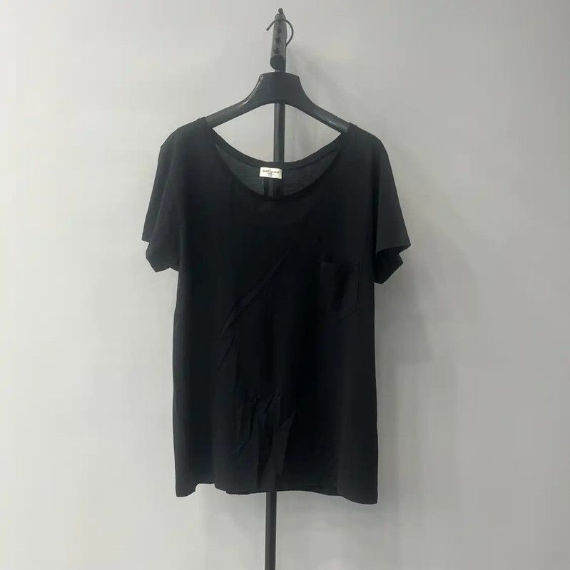 Yves Saint Laurent YSL Black Cotton Short Sleeve T-Shirt 0089 Size L / US 10 / IT 46 - 1 Thumbnail