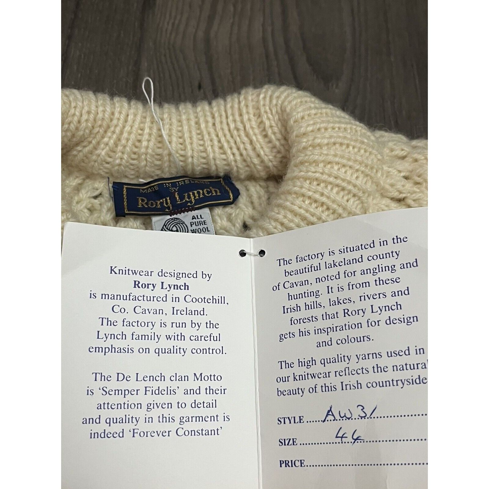 Vintage Rory Lynch Wool Sweater Hand Loomed Ireland Mens 46 De Lench Size US M / EU 48-50 / 2 - 5 Thumbnail