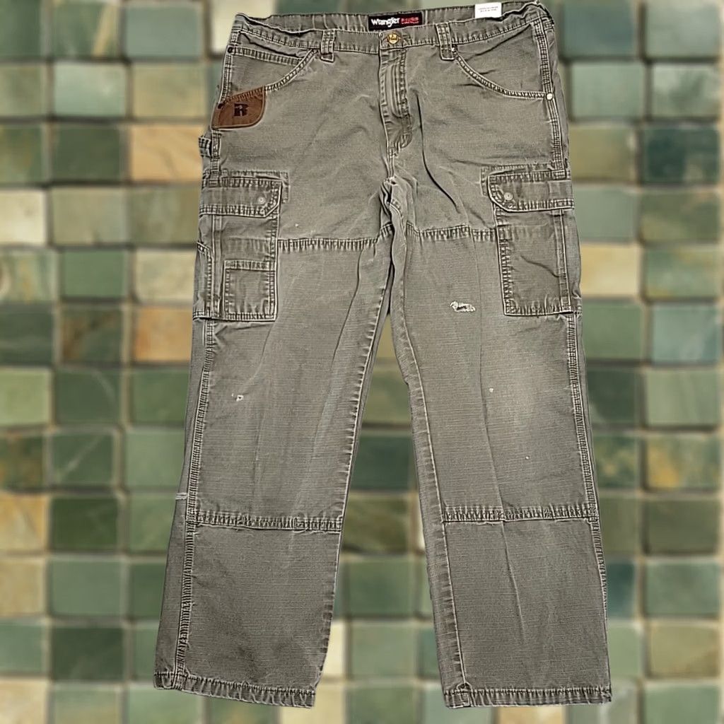 Wrangler Wrangler RIGGS Workwear Cargo Pants Mens 38x30 Green Double Knee Carpenter Workwear Size US 38 / EU 54 - 1 Thumbnail