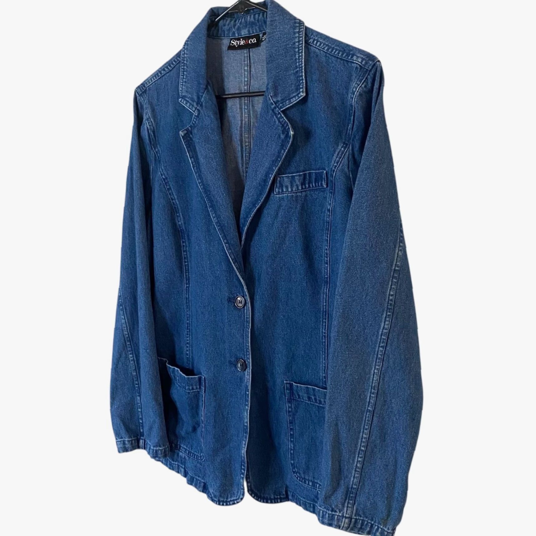 Style & Co VINTAGE Style & Co. Denim Blazer Jacket Blue Women's Size 12 Classic 90s Retro Size XL / US 12-14 / IT 48-50 - 2 Thumbnail