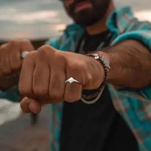 Jewelry x Ring Of Fire Hall's Lotus Signet Ring in Silver, Men's