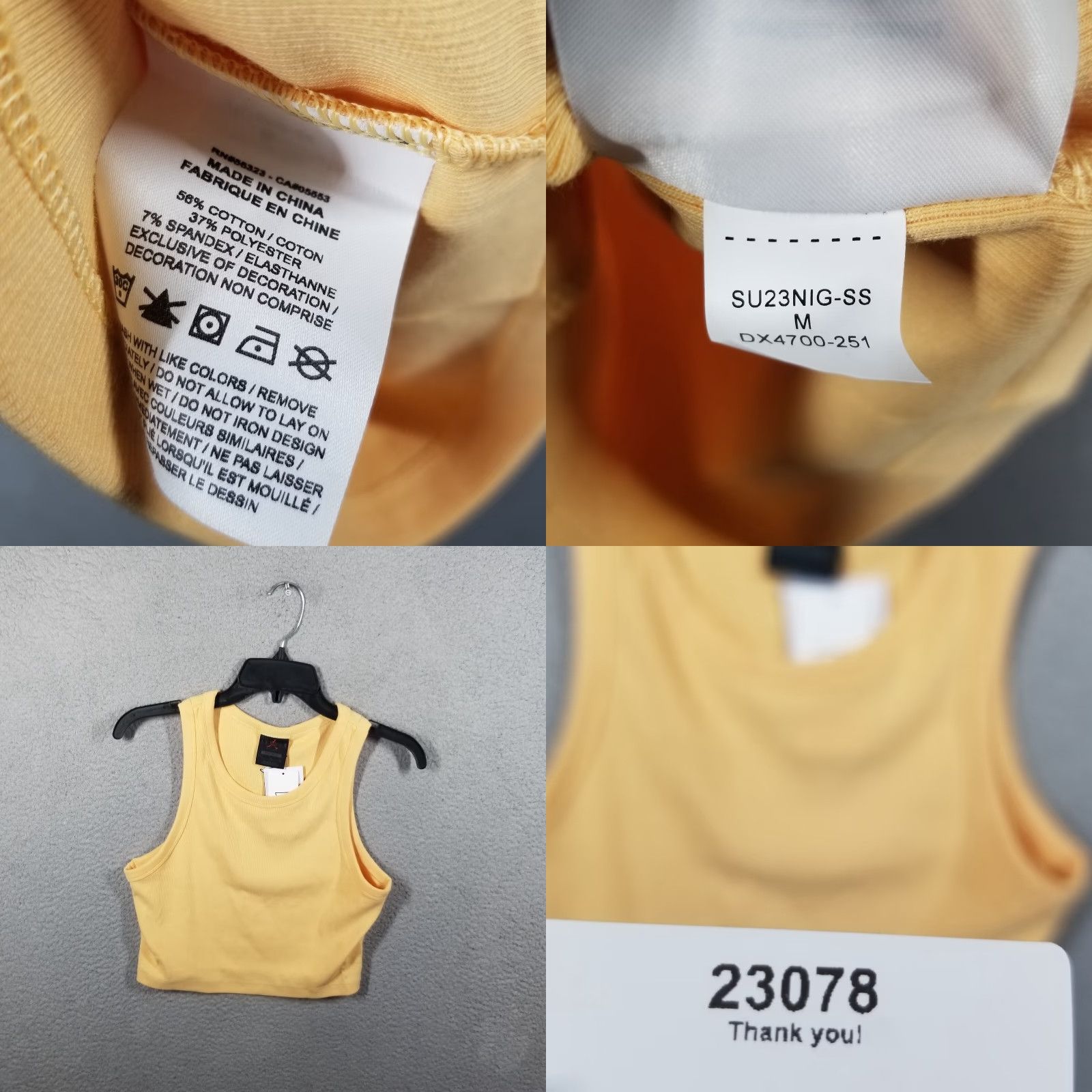 Jordan Brand VINTAGE Air Jordan Women's Tank Top Medium Sleeveless Yellow Activewear 90s Girls Size M / US 6-8 / IT 42-44 - 8 Thumbnail