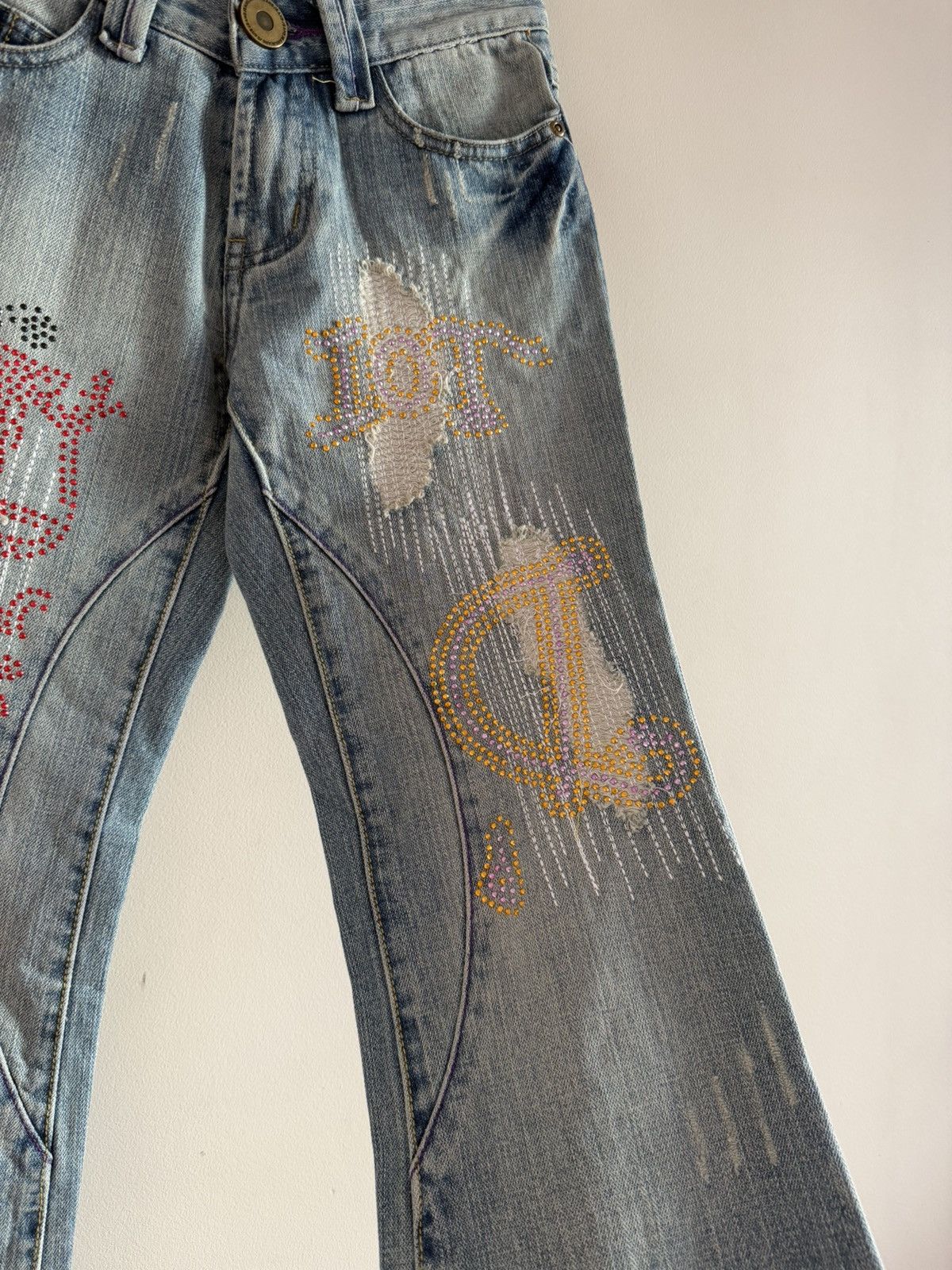 Vintage Y2K Embellished Flared Jeans Size 23" - 3 Thumbnail