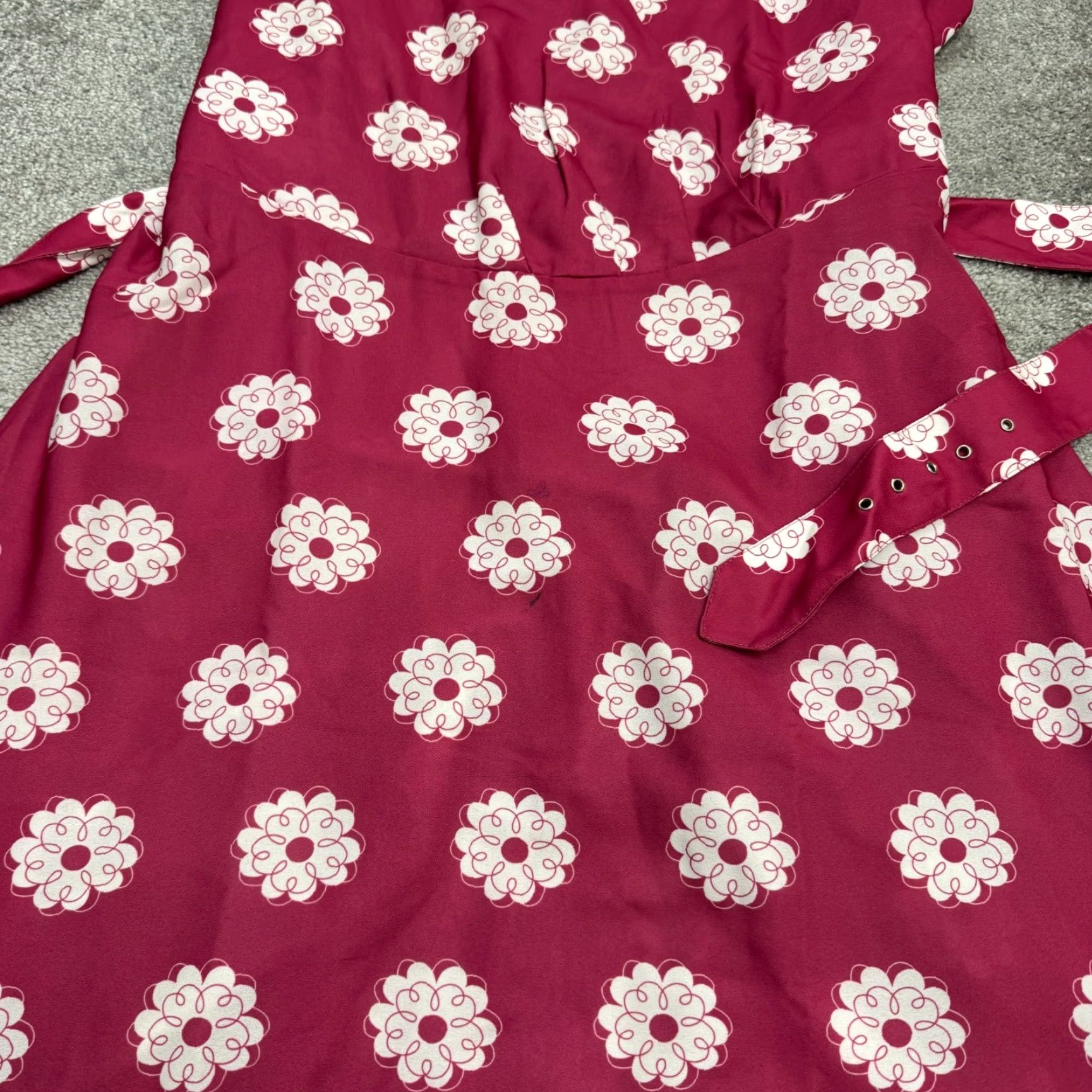 Vintage Timeless Dress Womens 5X Red Floral Collared Belted Wrap NWT Size XXL / US 16-18 / IT 52-54 - 5 Thumbnail