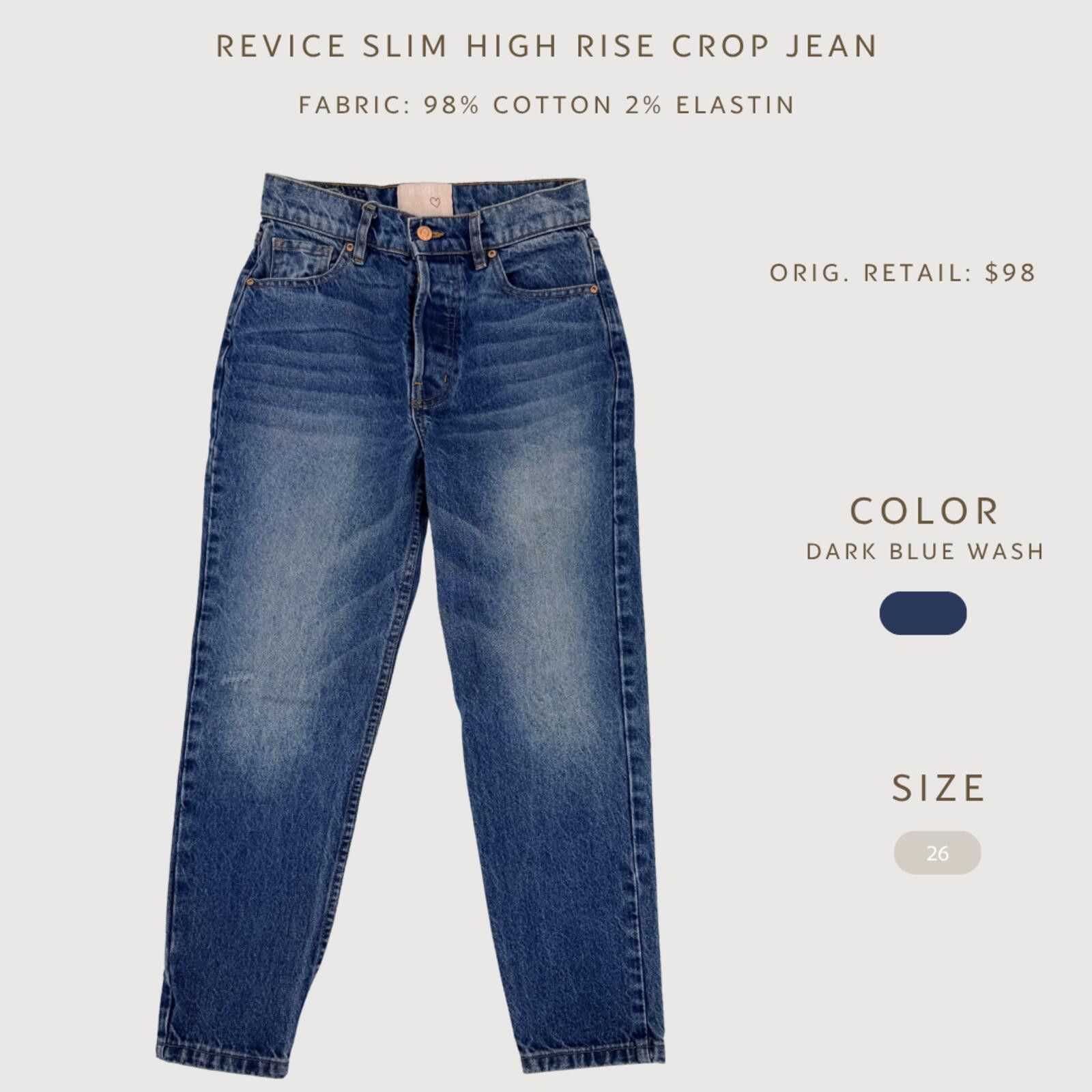 Review Revise High Rise Slim Crop Jeans Dark Wash 26 Size 26" / US 2 / IT 38 - 2 Thumbnail