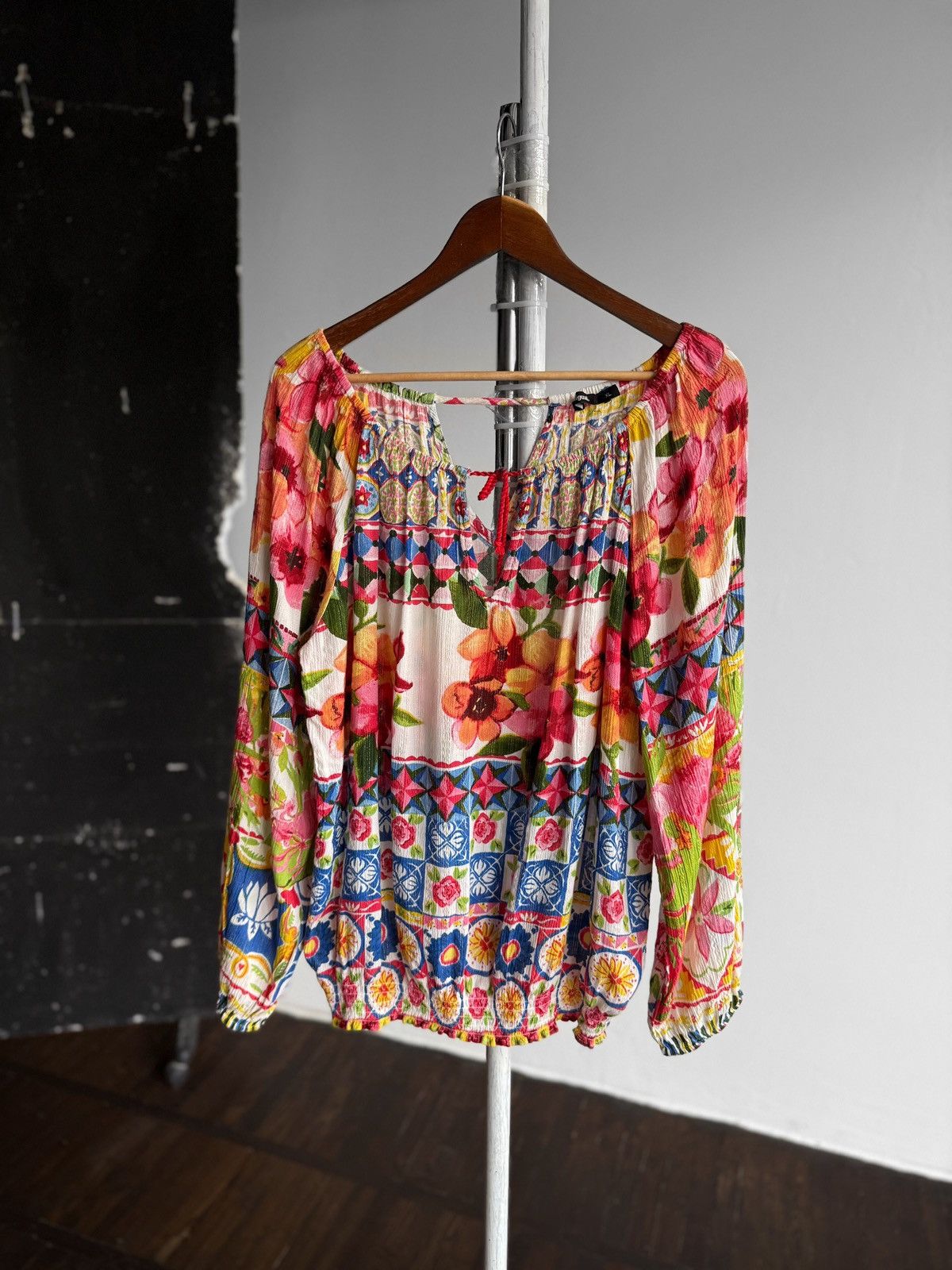 Desigual Desigual Womens Floral Long Sleeve Blouse Top Bohemian Size XL / US 12-14 / IT 48-50 - 4 Thumbnail