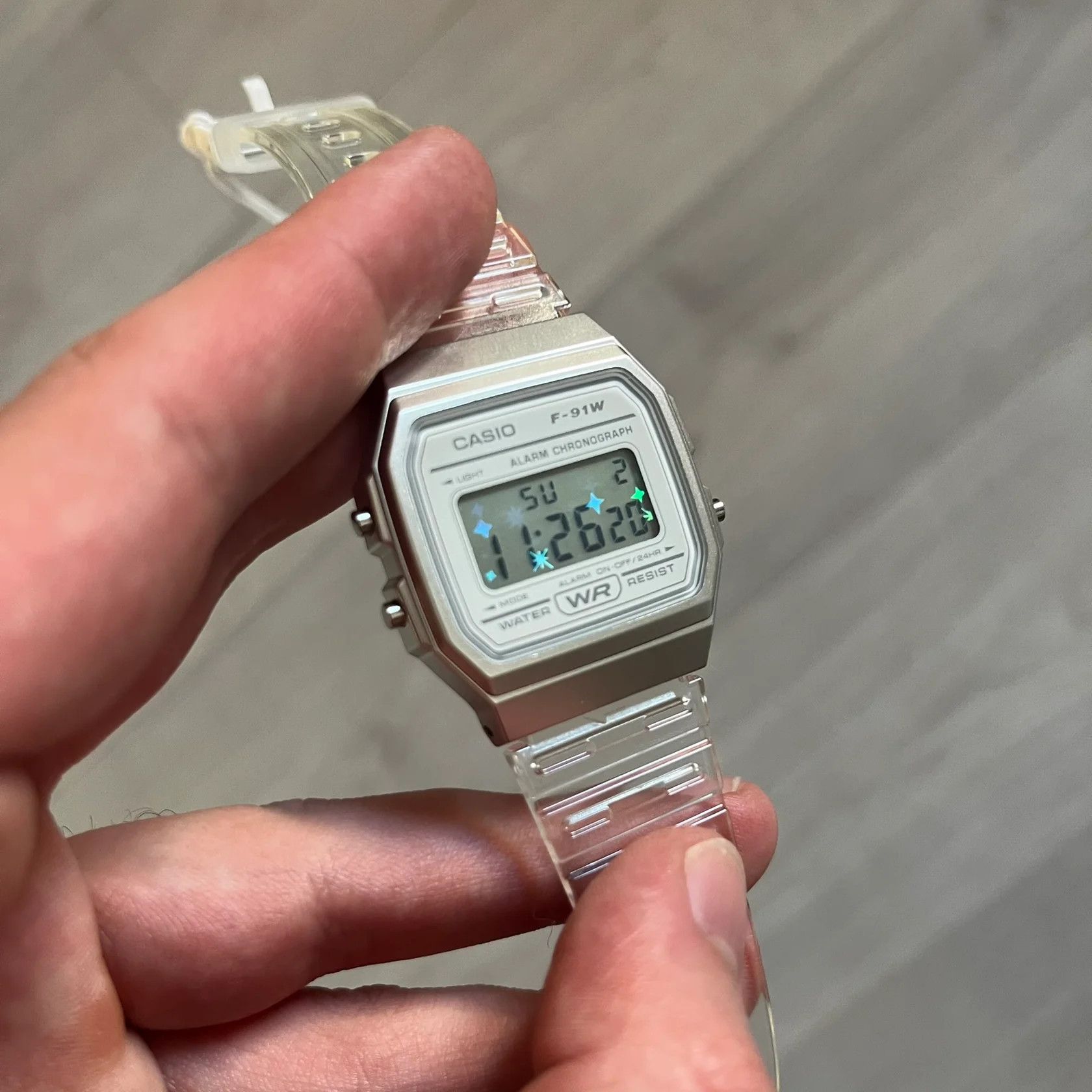 Casio Casio F-91W "Holo Stars" Clear Digital Watch Size ONE SIZE - 6 Thumbnail