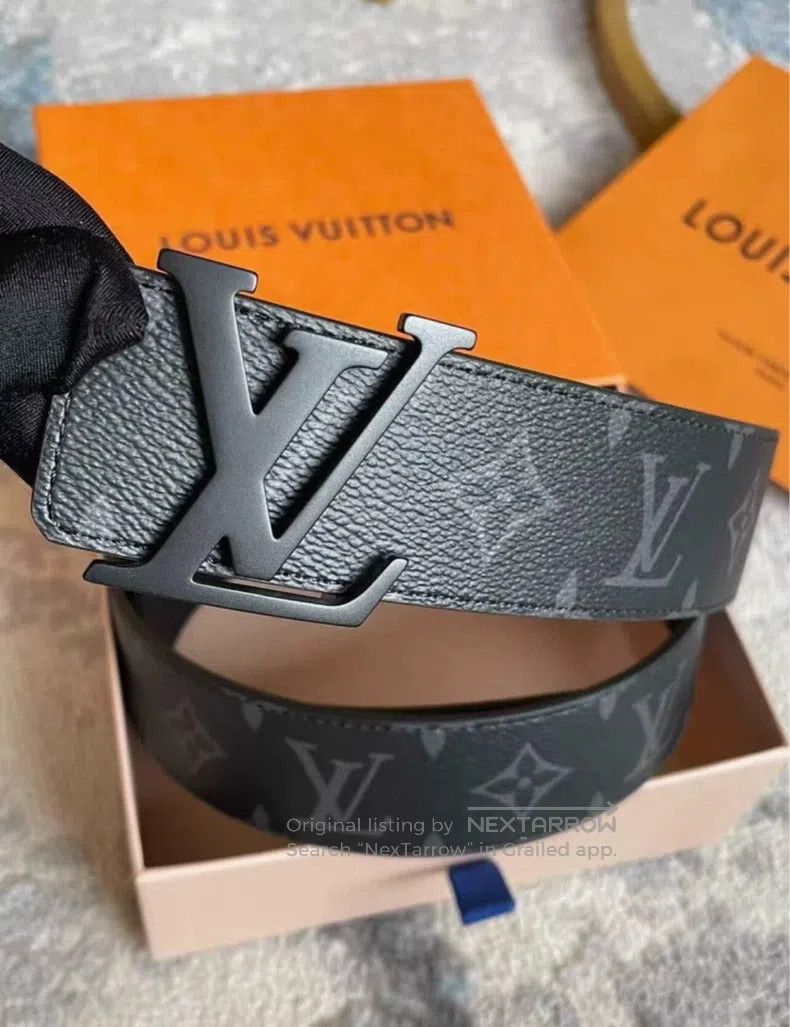 Louis Vuitton Frosted Black Buckle Black Presbyopia Belt M
