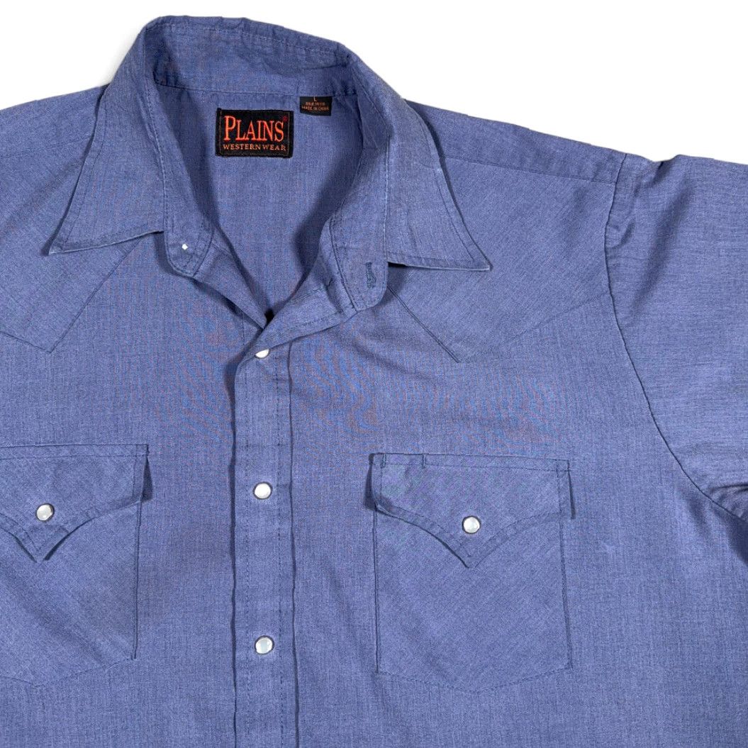 Vintage VINTAGE Plains Western Shirt Adult LARGE Blue Pearl Snap Cowboy 90s Shirt Mens Size US L / EU 52-54 / 3 - 2 Thumbnail