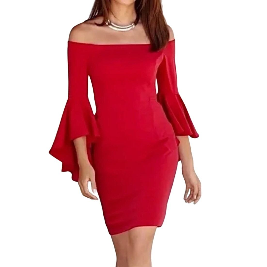 open lace back dress V Neck Smocked Maxi Dress - Red main image 1