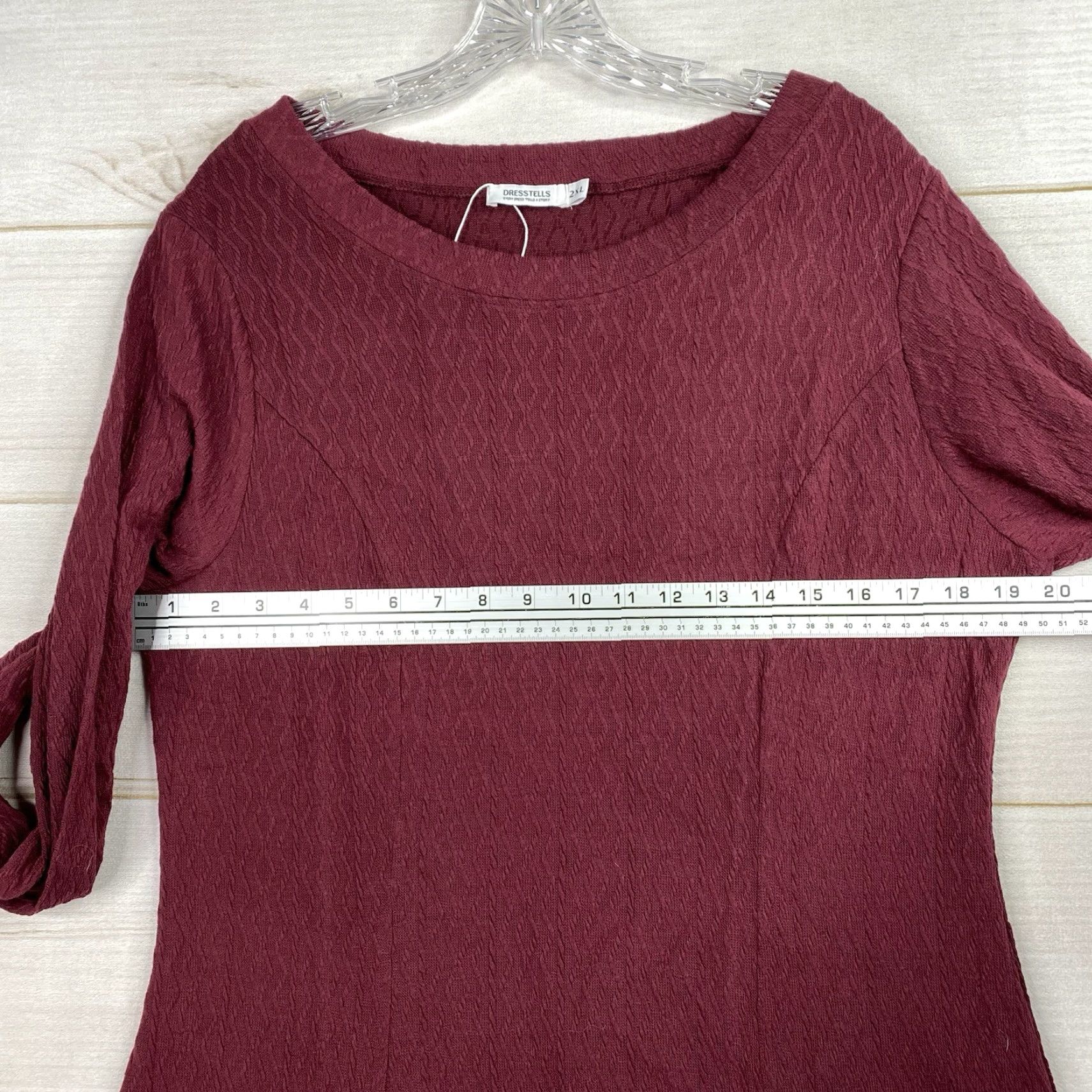 Vintage DressTells Dress 2XL Burgundy Long Sleeve Knit Pullover Textured Geometric NWT Size XXL / US 16-18 / IT 52-54 - 4 Thumbnail