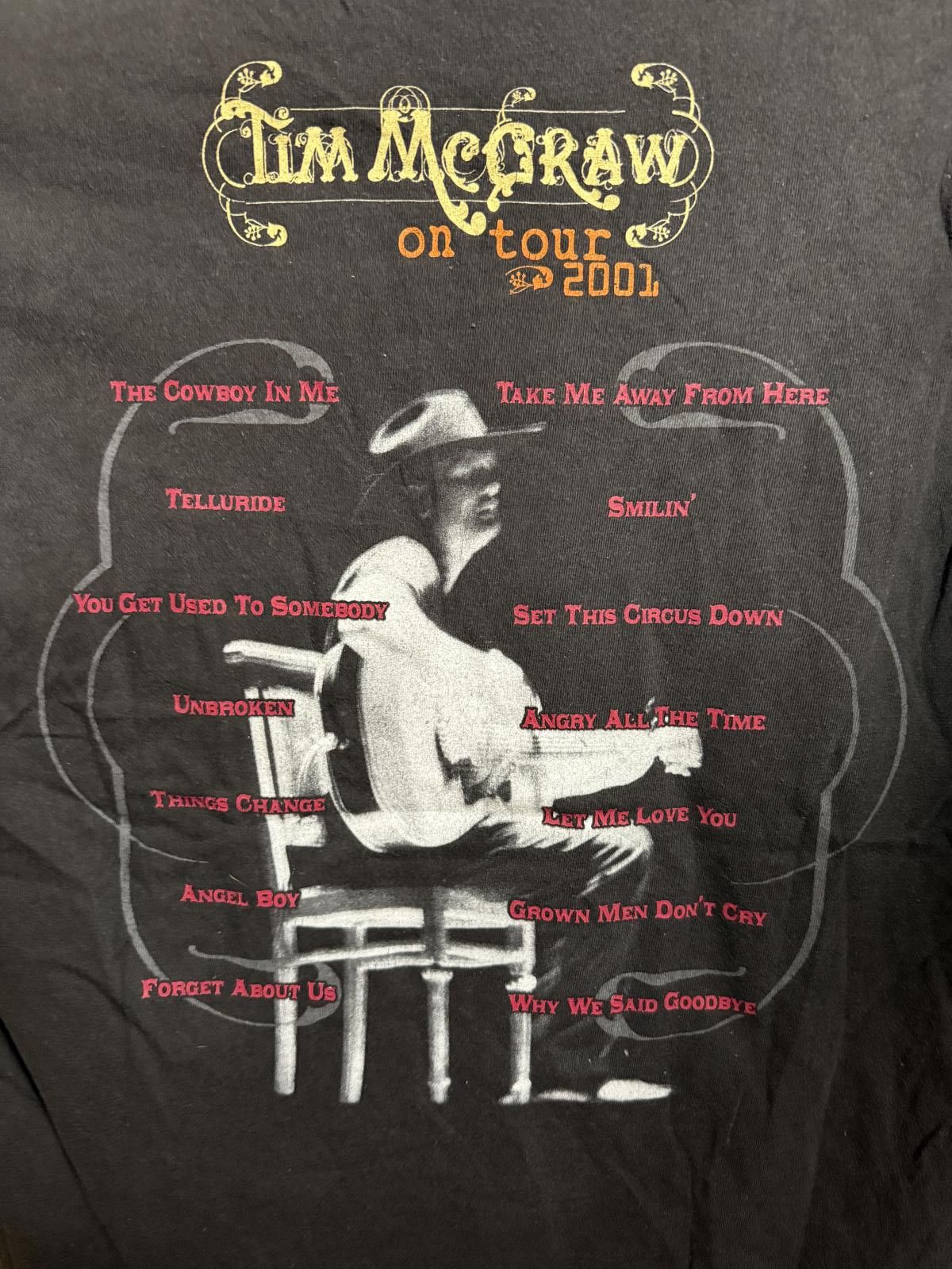 Hanes VTG Tim McGraw T-shirt On Tour 2001 2 Sided Tee -M Size US M / EU 48-50 / 2 - 5 Thumbnail