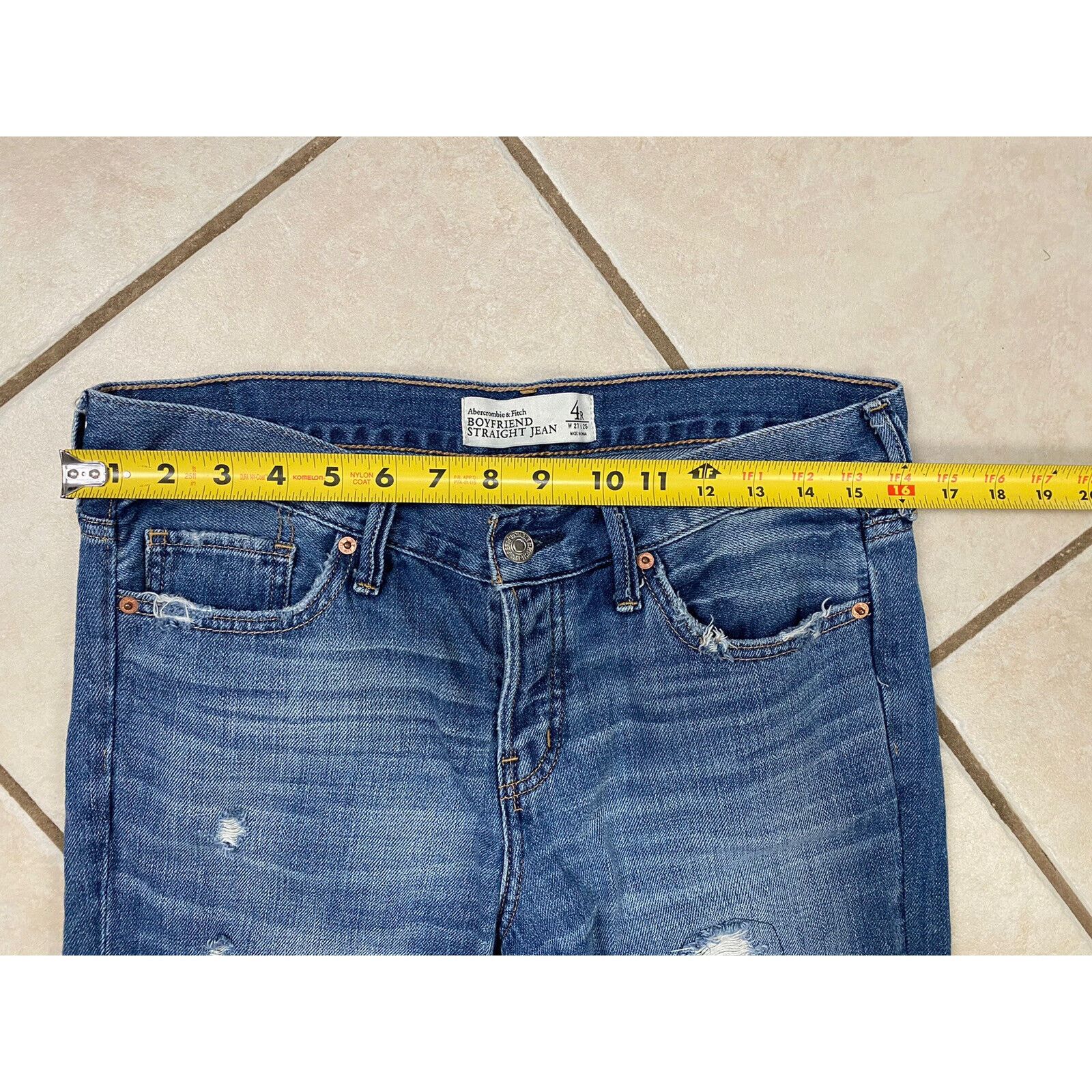 Abercrombie & Fitch Abercrombie & Fitch Boyfriend Jeans Blue Denim Distressed Size 27" / US 4 / IT 40 - 6 Thumbnail