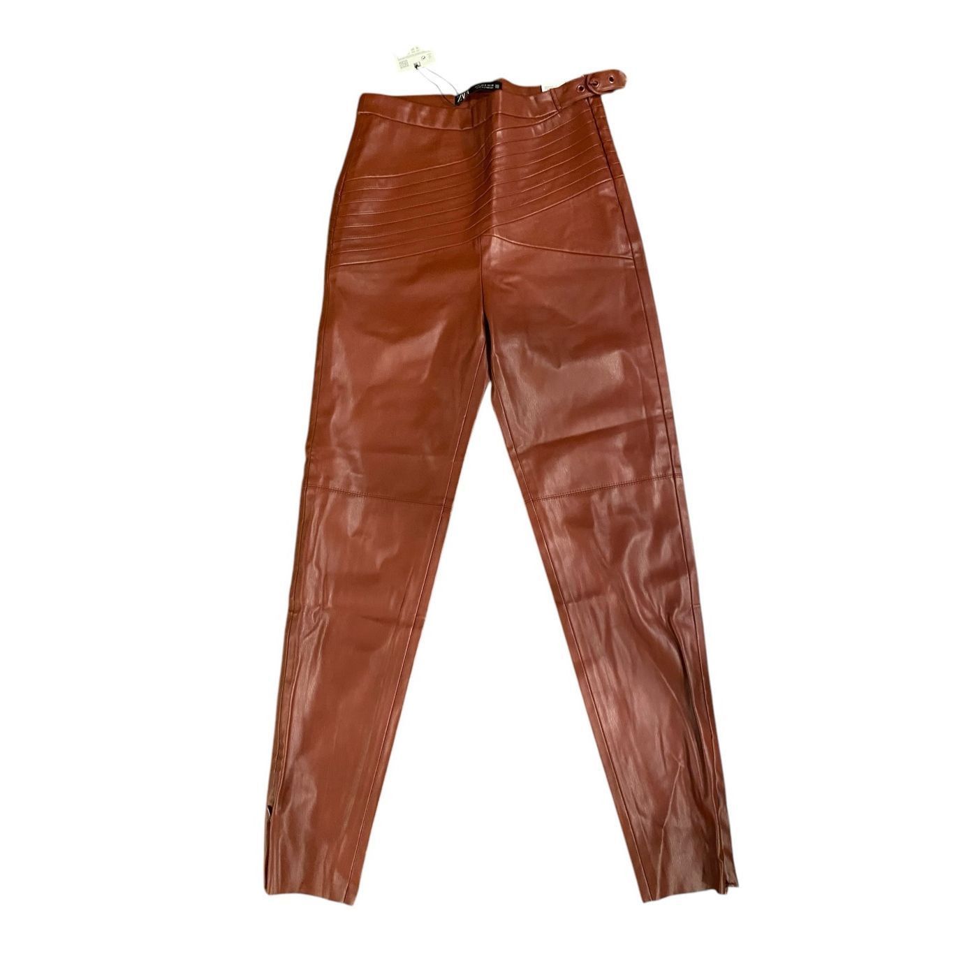 Zara Zara High-rise Faux Leather Leggings in Burgundy Size Small Size 26" / US 2 / IT 38 - 3 Thumbnail
