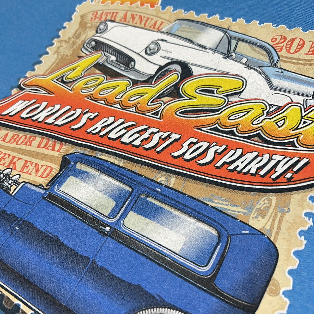 Gildan × Vintage VTG Car Tee Shirt Blue Hot Rod Classic Custom Auto Graphic Size US L / EU 52-54 / 3 - 3 Thumbnail