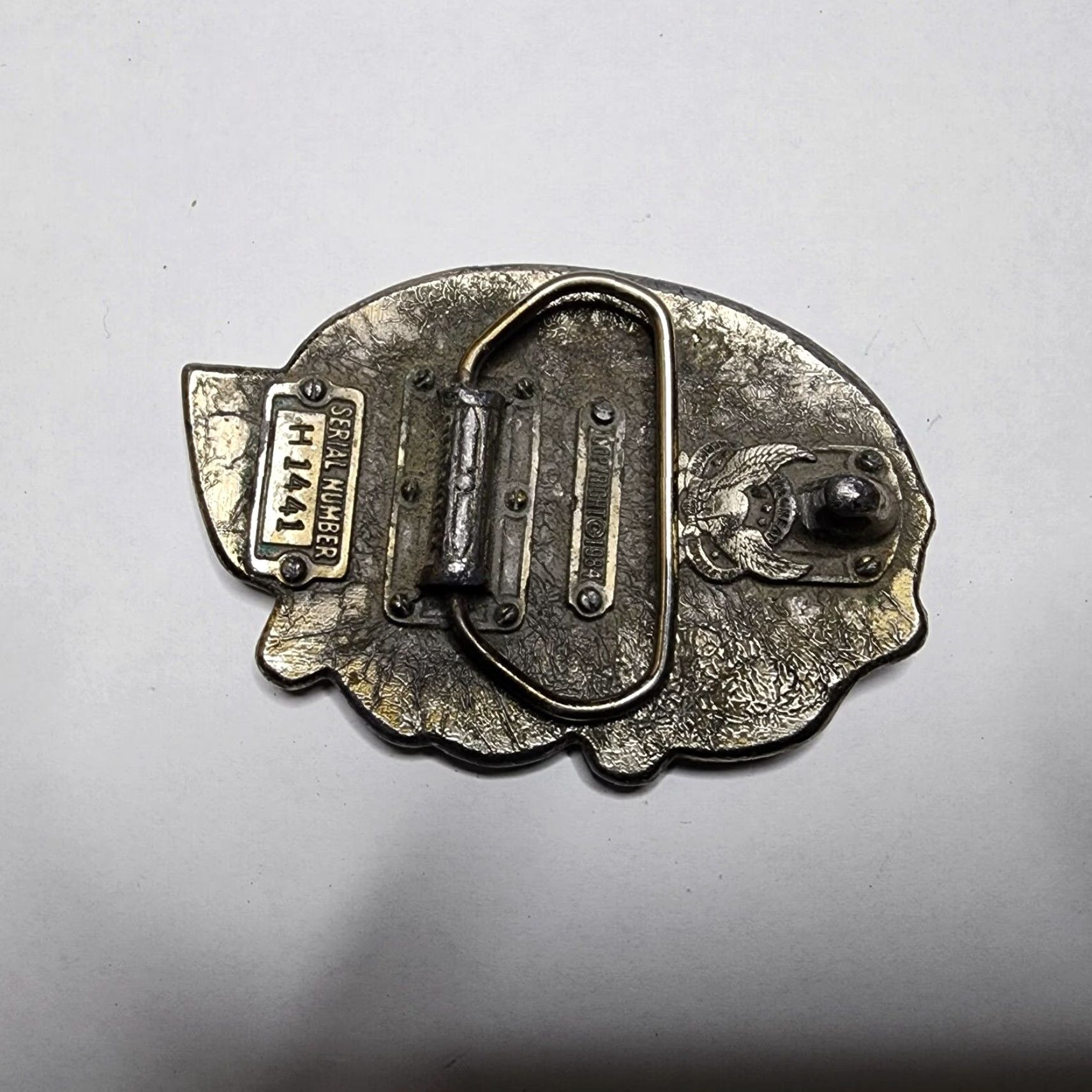 Vintage VINTAGE Great American Buckle Co. Metal Belt Buckle 1984 I'D RATHER BE BOWLING Mens Brass Retro 1980s Size ONE SIZE - 2 Thumbnail