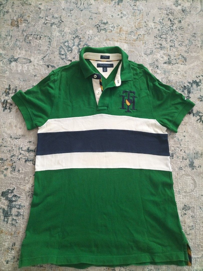 Tommy Hilfiger Tommy Hilfiger Rugby Polo Shirt Green M Custom Fit Size US M / EU 48-50 / 2 - 1 Thumbnail